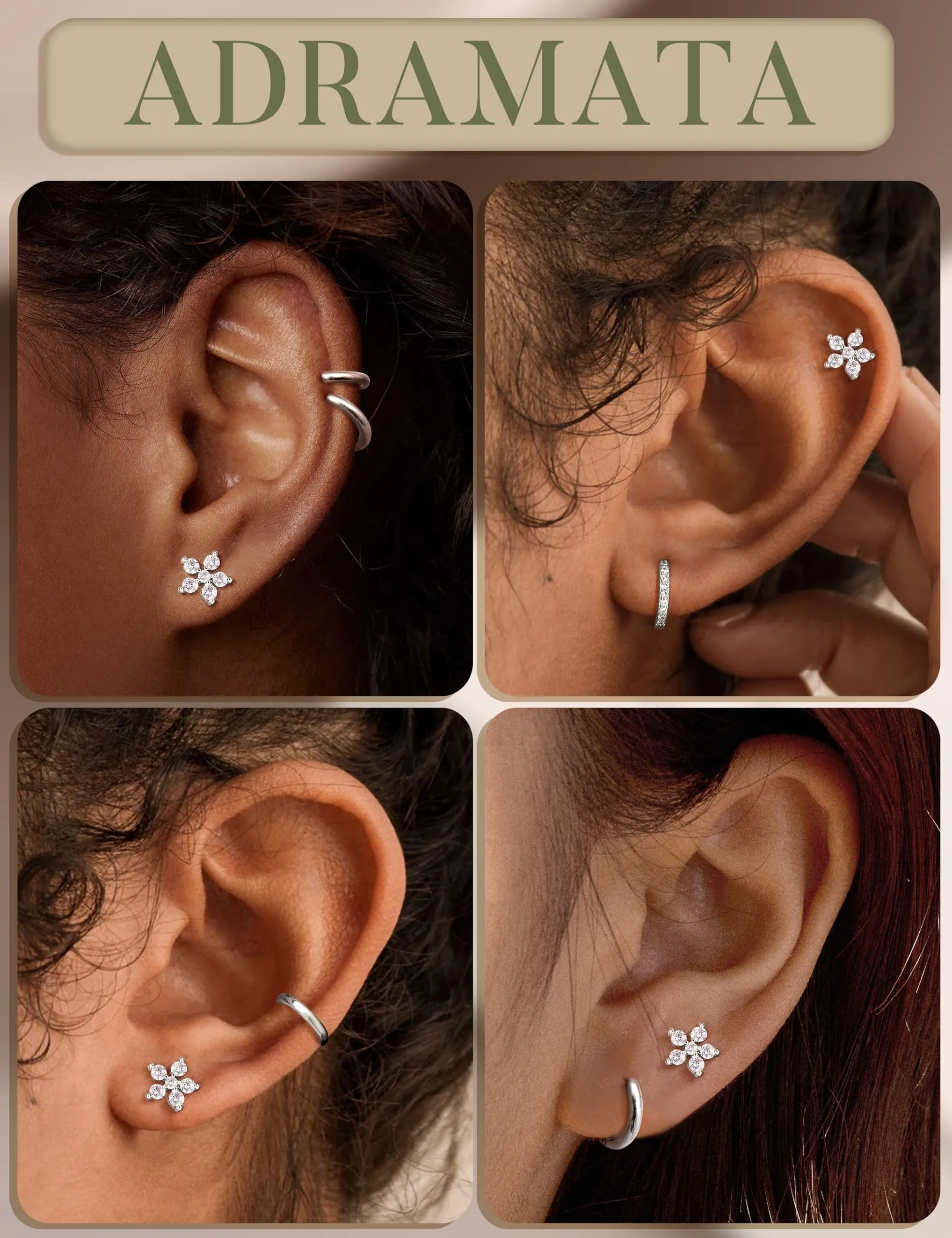 Adramata Orecchini in Argento 925 e Zirconia Placcati in Oro Bianco per Donna e Bambina - immagine 3