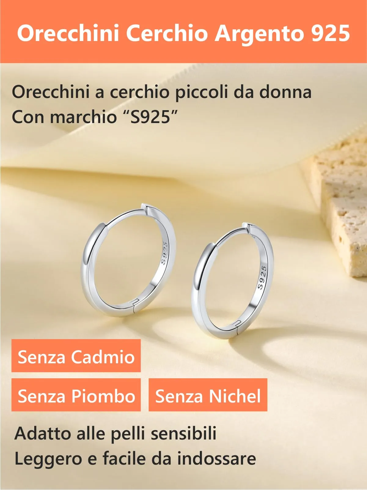 Silvora Orecchini a Cerchio in Argento 925, 18mm - immagine 6