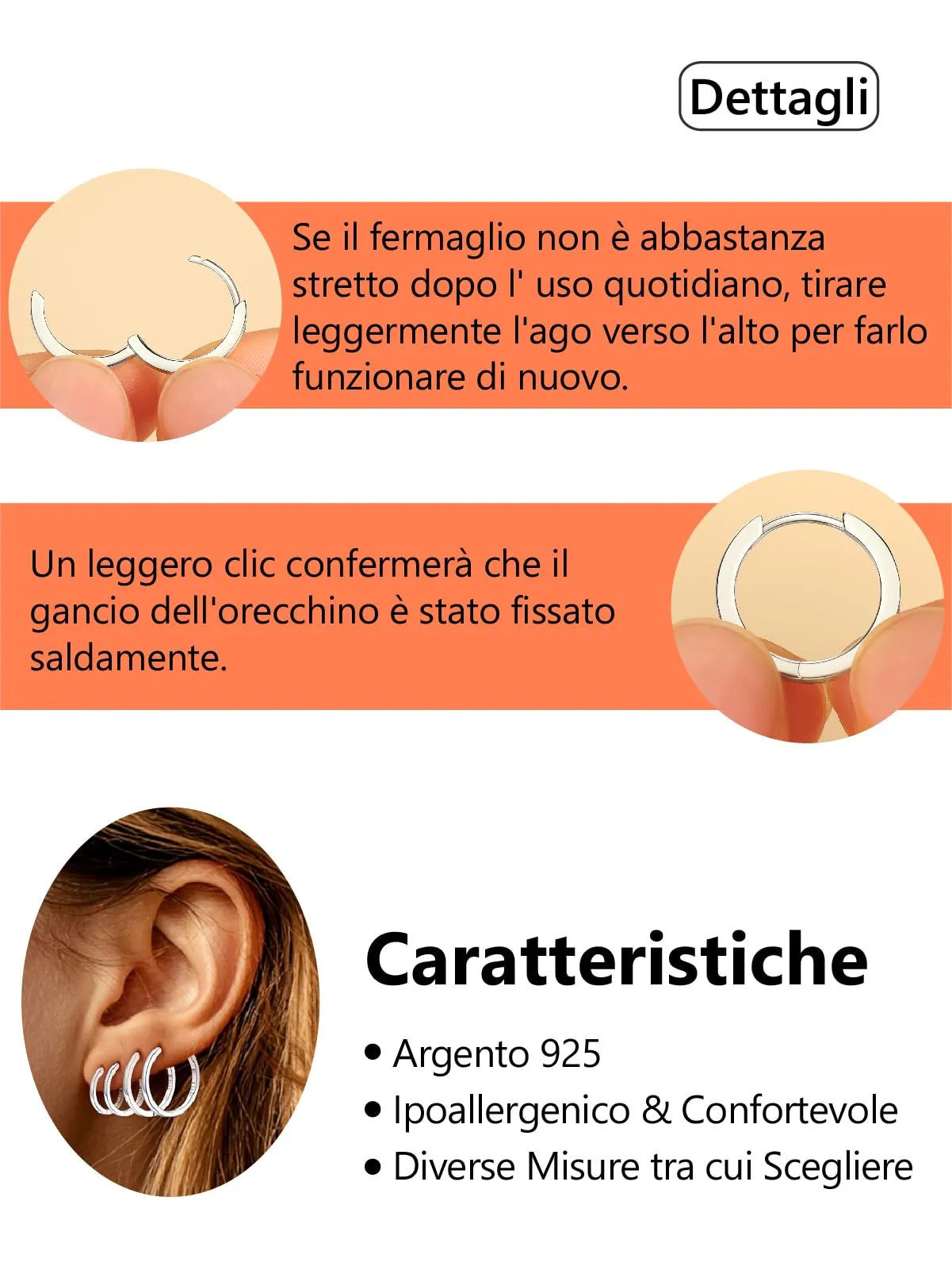 Silvora Orecchini a Cerchio in Argento 925, 18mm - immagine 7