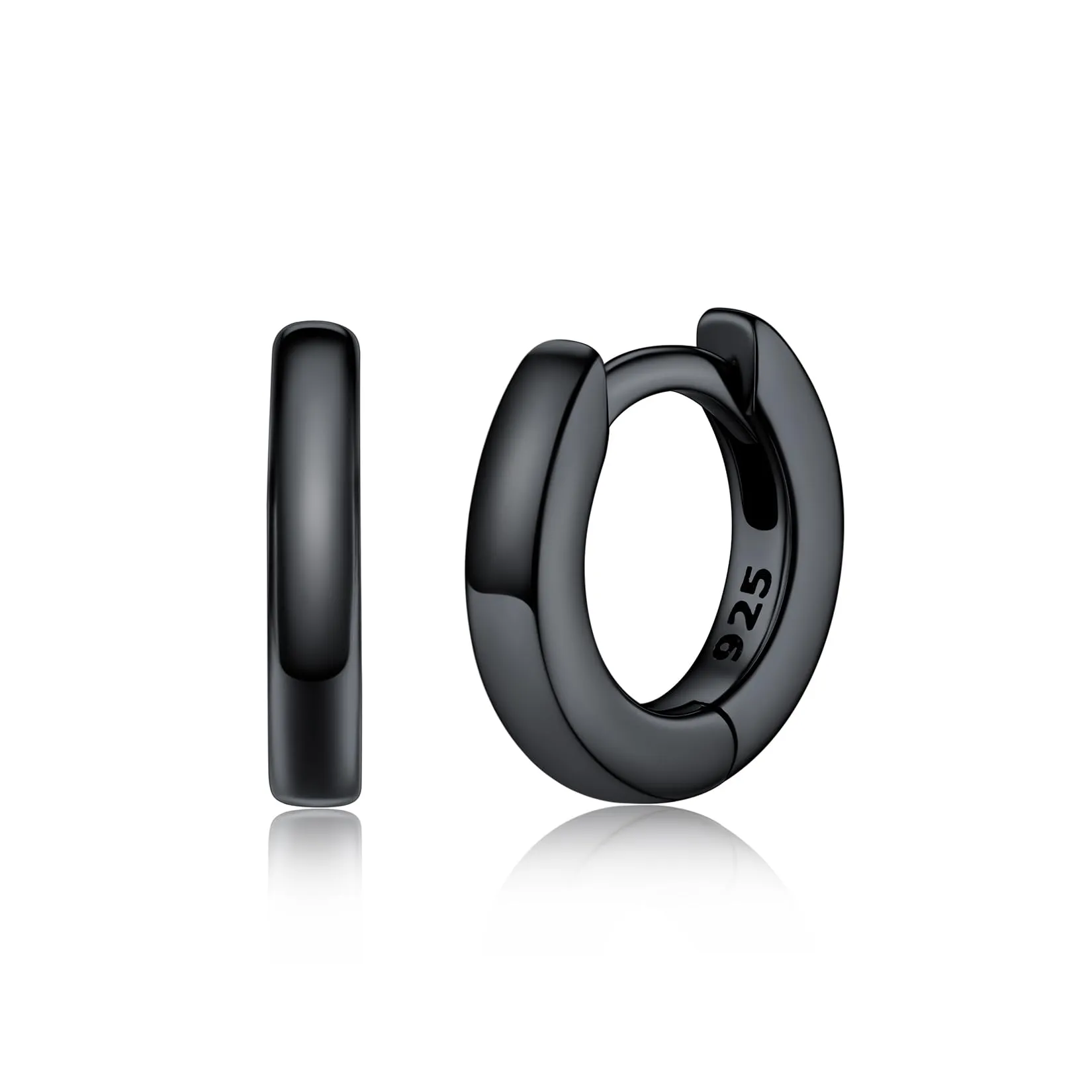 Silvora Orecchini a Cerchio in Argento 925, 6mm, Nero - immagine 1