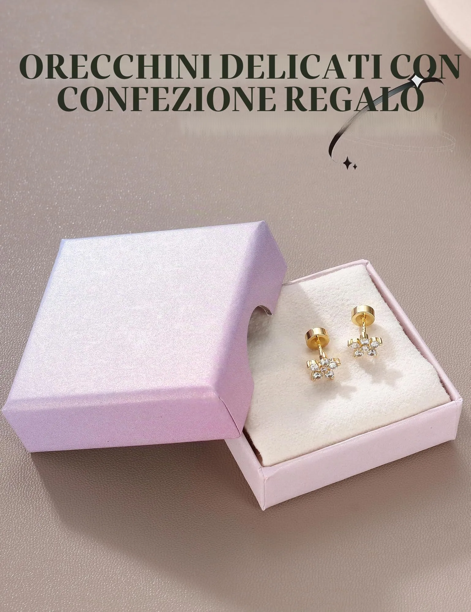 Adramata Orecchini in Argento 925 e Zirconia placcati in Oro Bianco per Donna e Bambina - immagine 5