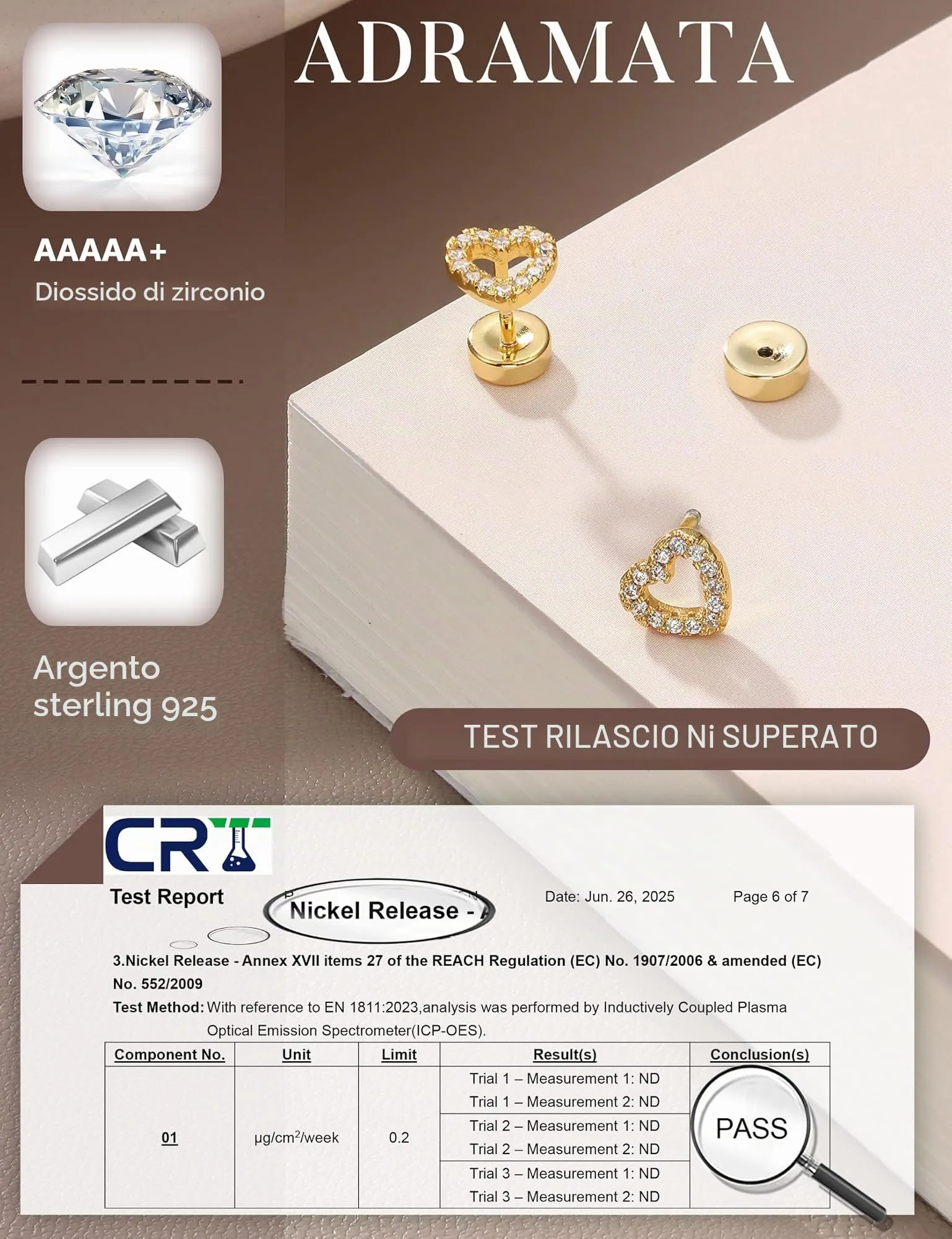 Adramata Orecchini in Argento 925 e Zirconia, Placcati in Oro Bianco per Donna e Bambina - immagine 2