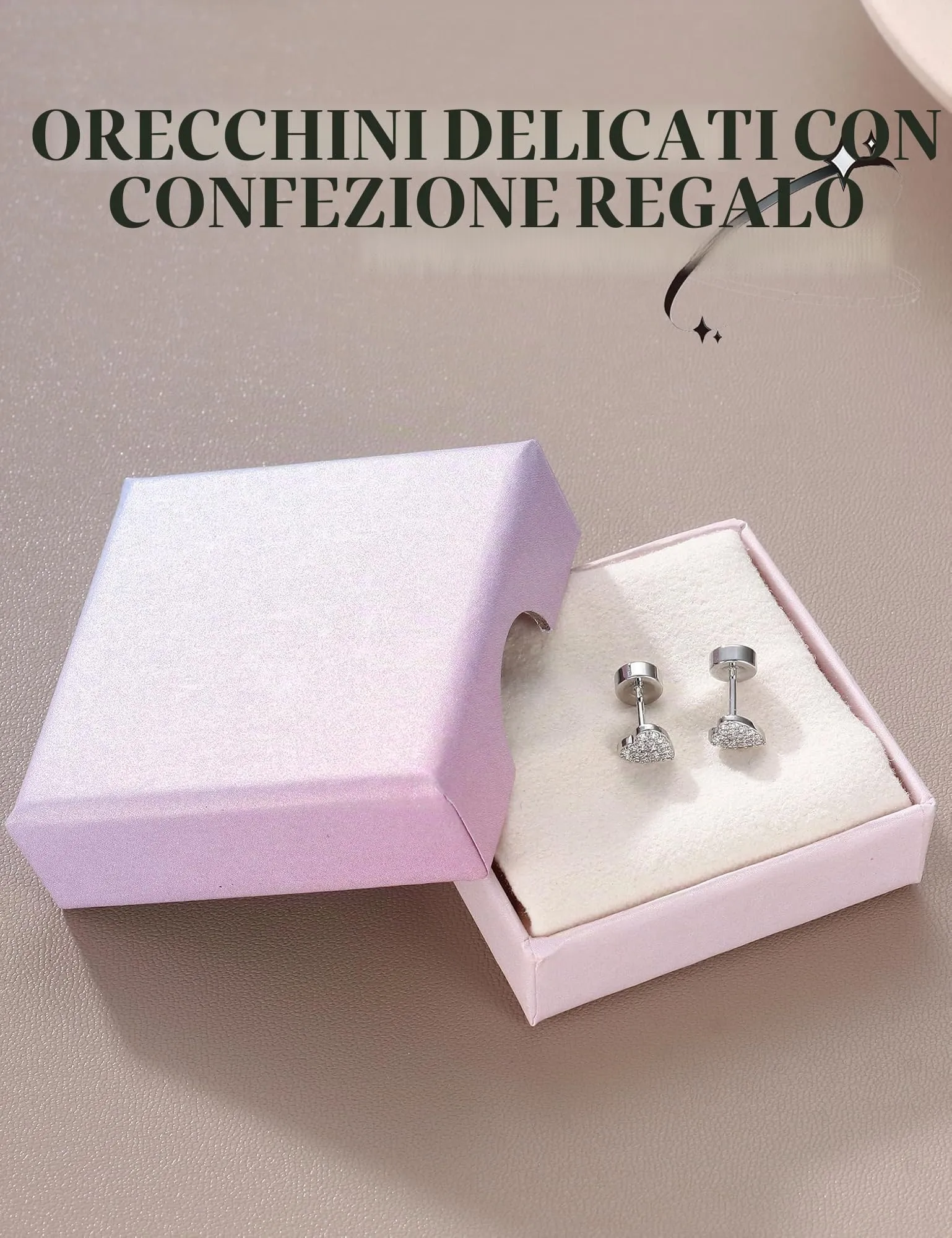 Adramata Orecchini in Argento Sterling 925 e CZ placcati in Oro Bianco per Donna e Bambina - immagine 5