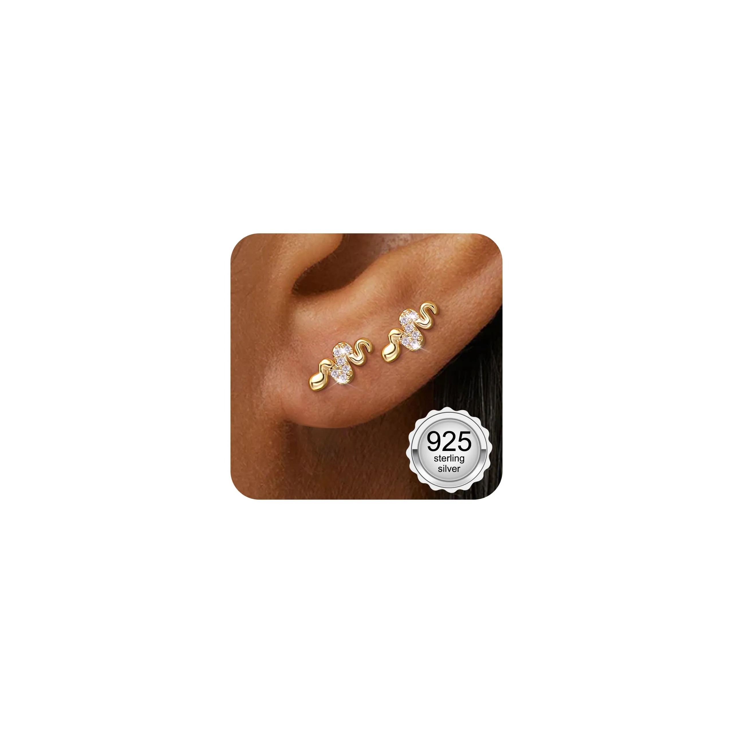 Adramata Orecchini in Argento 925 e Zirconi, Placcati in Oro Bianco, per Donna e Bambina - immagine 1