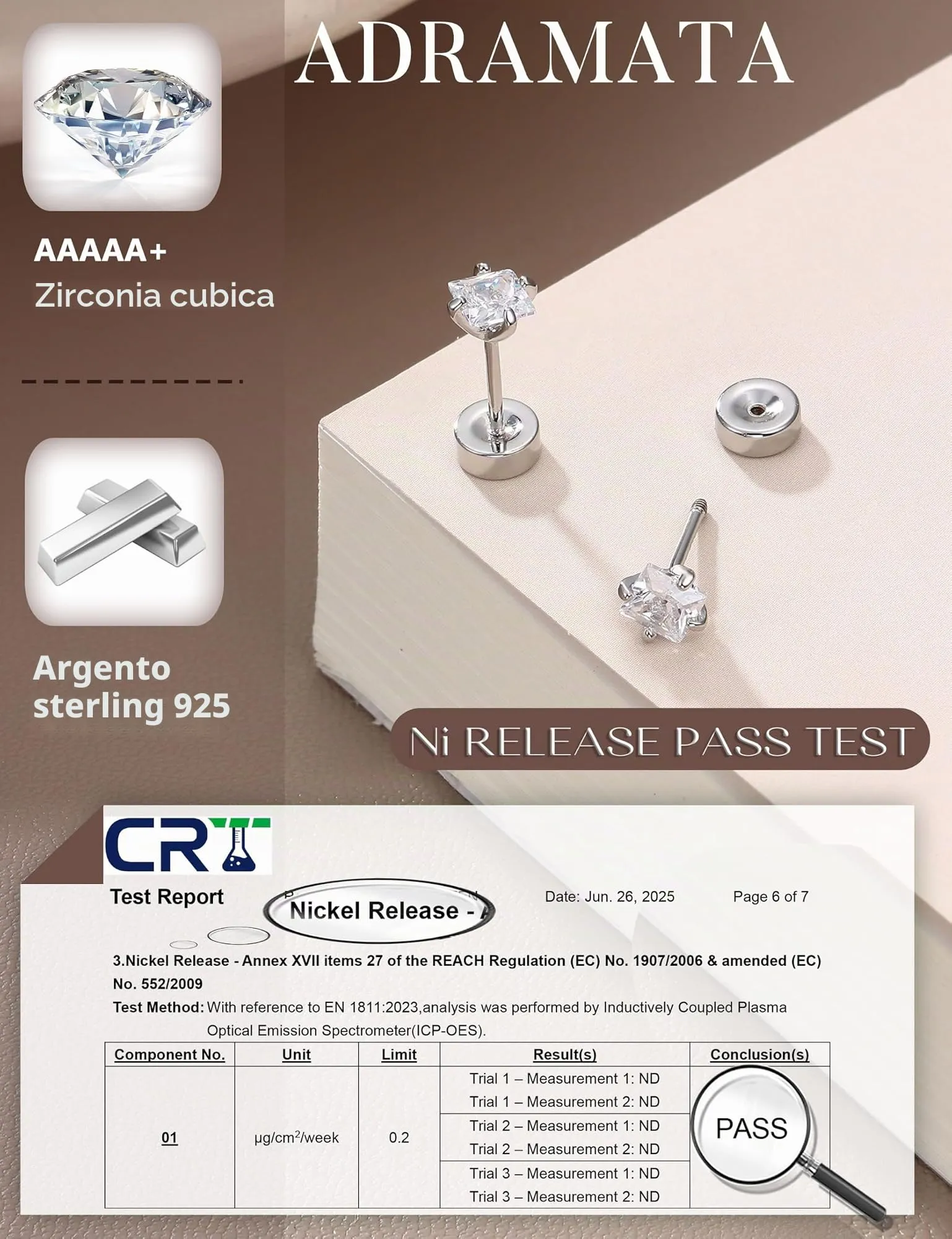 Adramata Orecchini in Argento 925 e CZ Placcati in Oro Bianco per Donna e Bambina - immagine 2