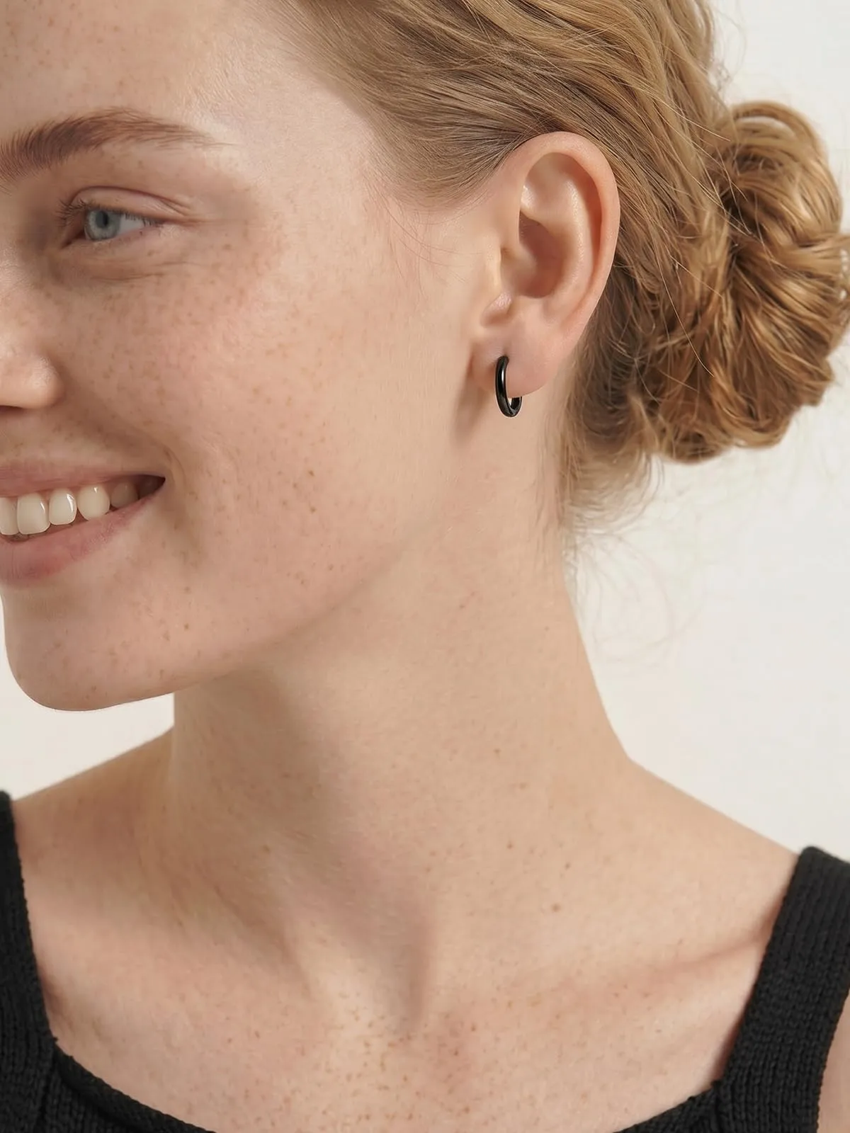 Silvora Orecchini a Cerchio in Argento 925, 8mm, Nero - immagine 9