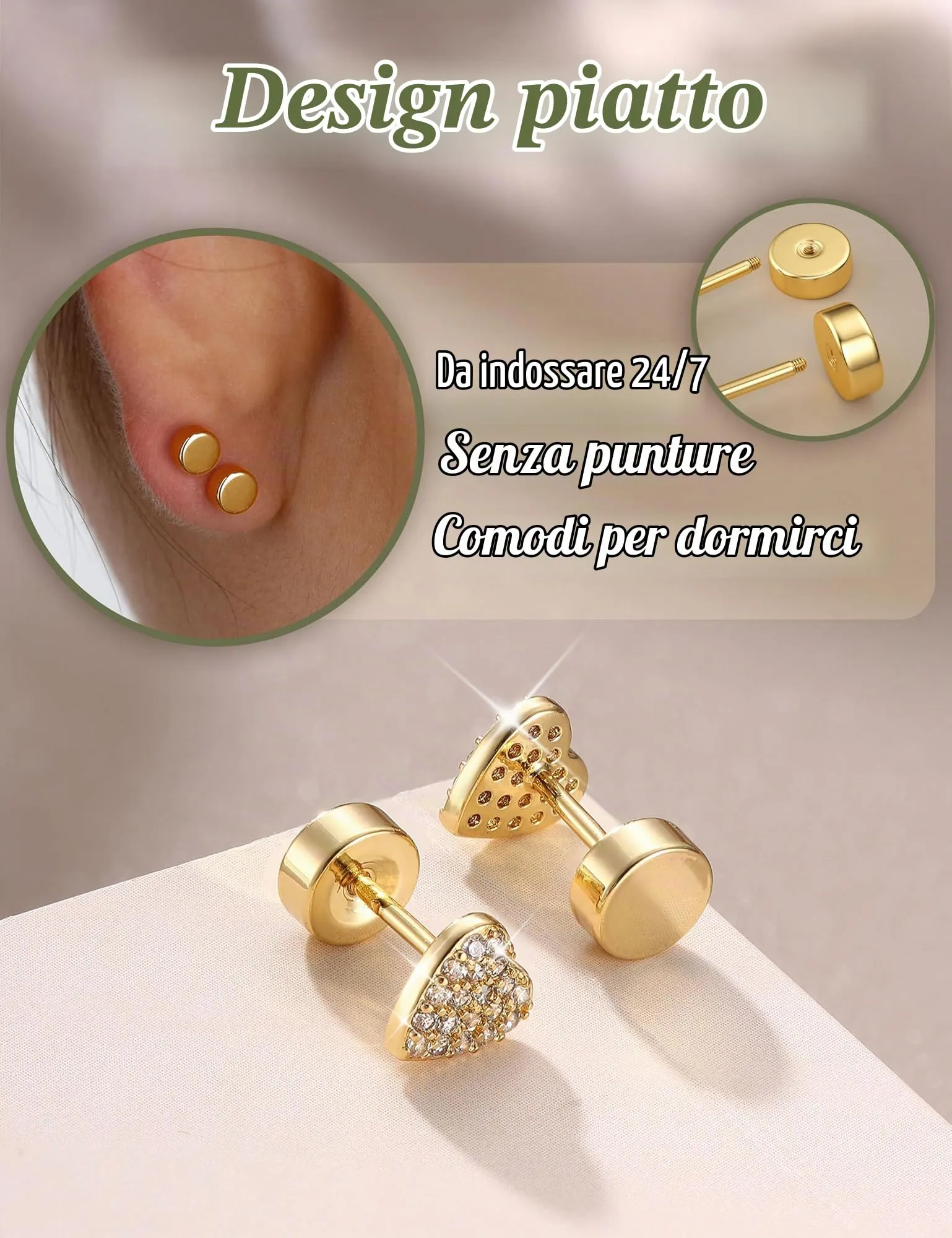 Adramata Orecchini in Argento 925 e Zirconia CZ placcati Oro Bianco per Donna e Bambina - immagine 6