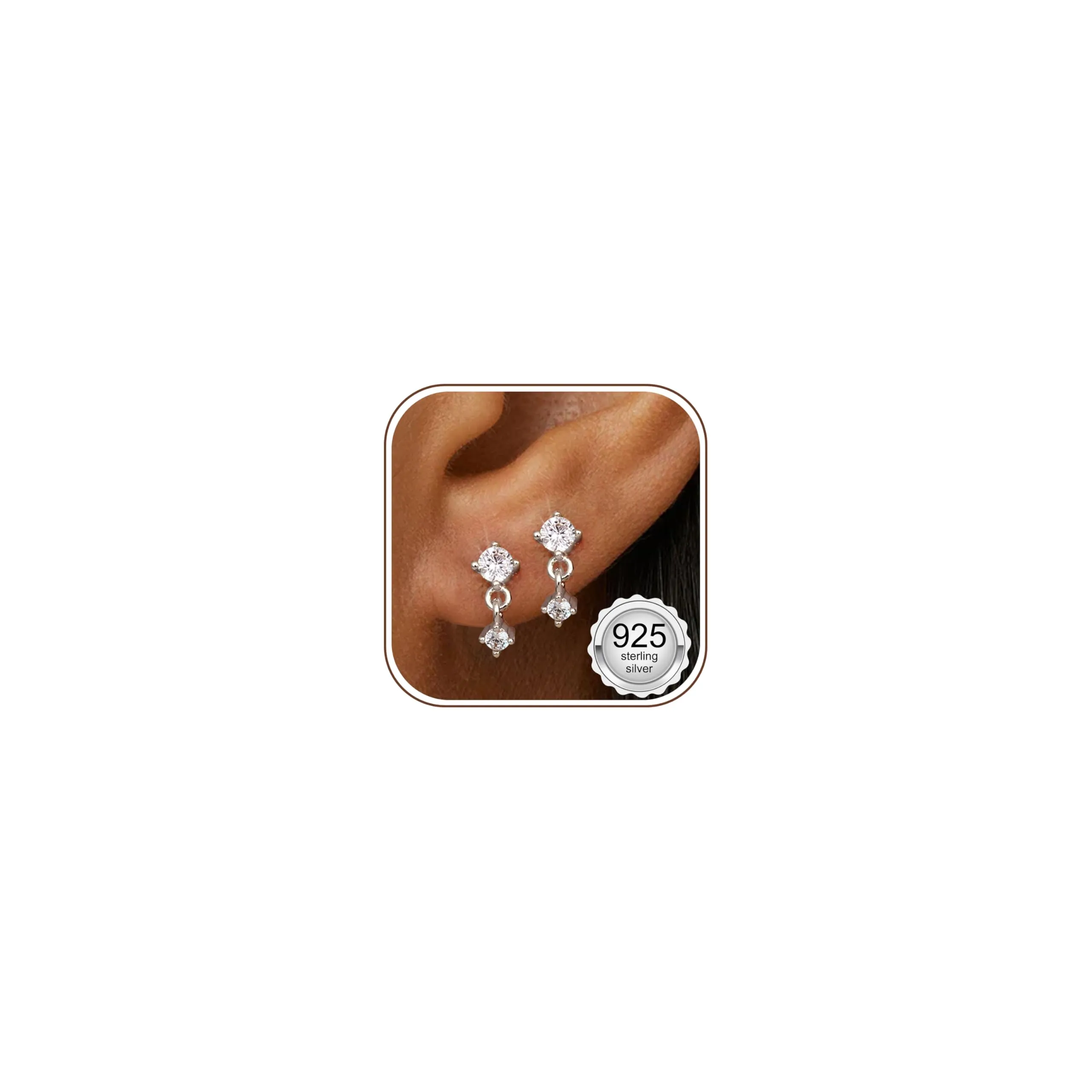 Adramata Orecchini in Argento 925 e CZ Placcati in Oro Bianco per Donna e Bambina - immagine 1