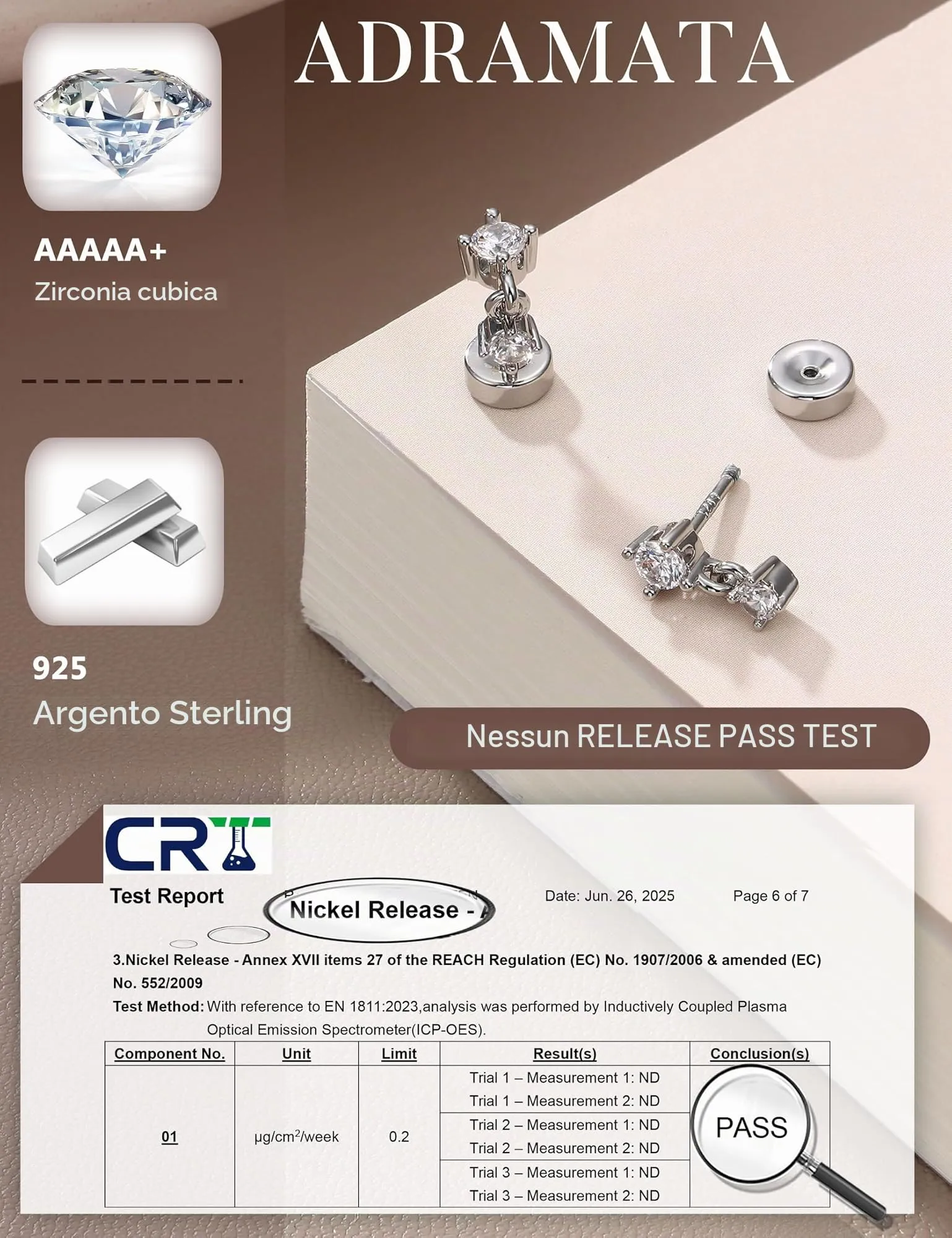 Adramata Orecchini in Argento 925 e CZ Placcati in Oro Bianco per Donna e Bambina - immagine 2