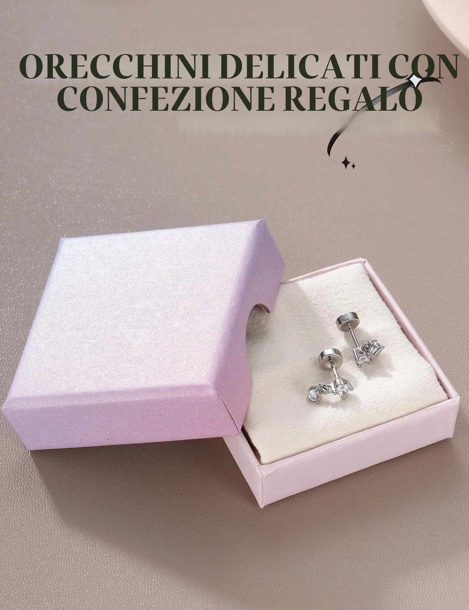 Adramata Orecchini in Argento 925 e CZ Placcati in Oro Bianco per Donna e Bambina - immagine 5