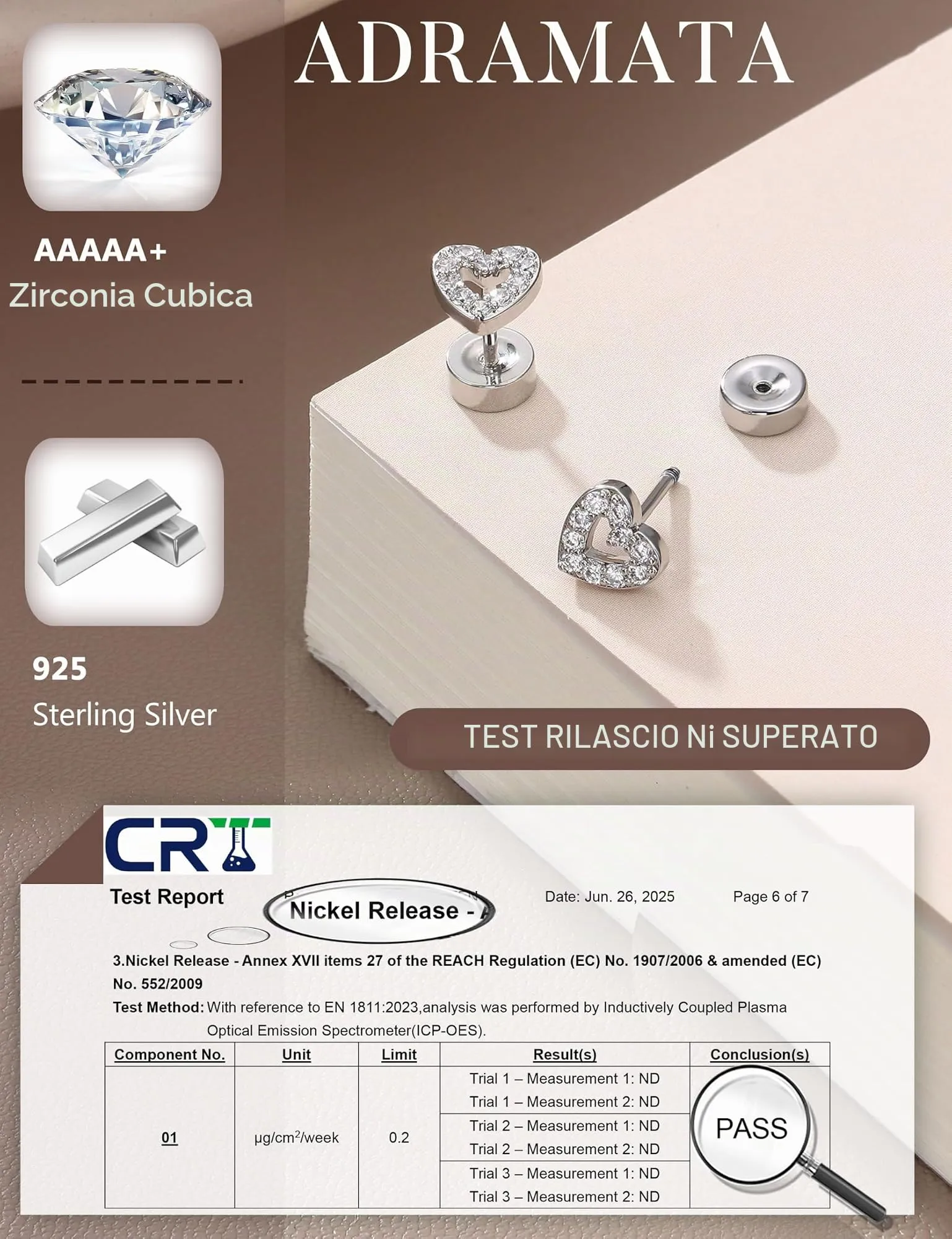 Adramata Orecchini in Argento Sterling 925 e Zirconia Cubica per Donna e Bambina - immagine 2