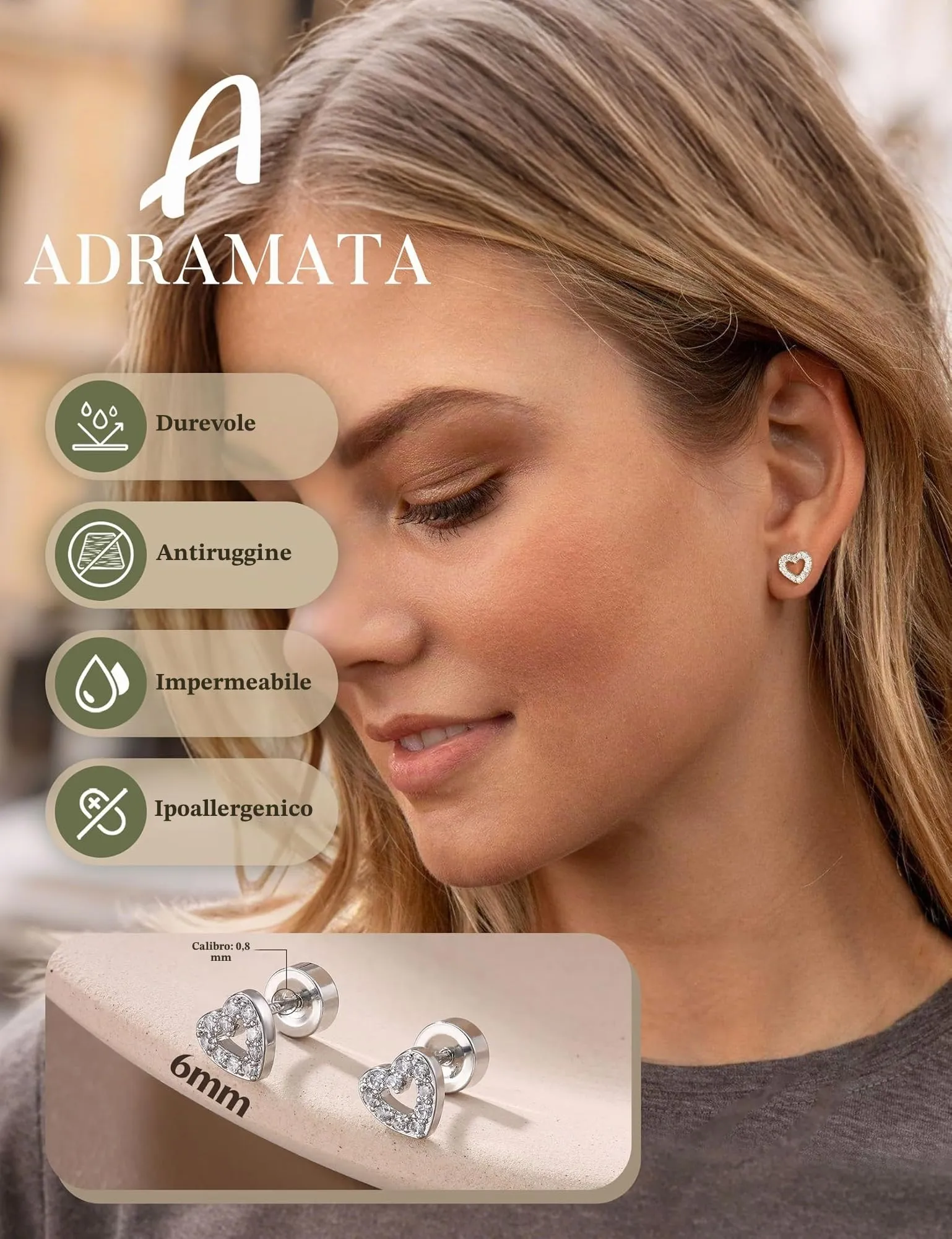 Adramata Orecchini in Argento Sterling 925 e Zirconia Cubica per Donna e Bambina - immagine 4