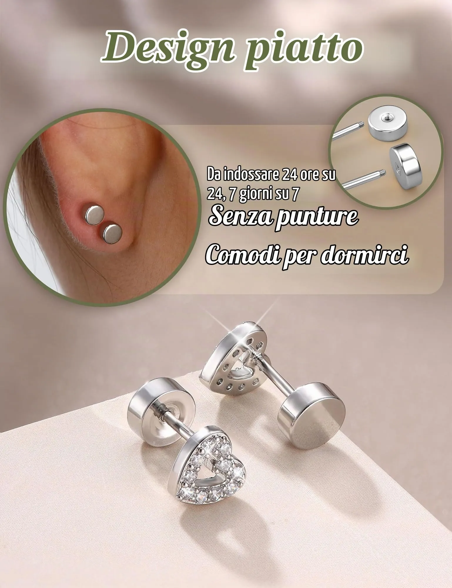 Adramata Orecchini in Argento Sterling 925 e Zirconia Cubica per Donna e Bambina - immagine 6