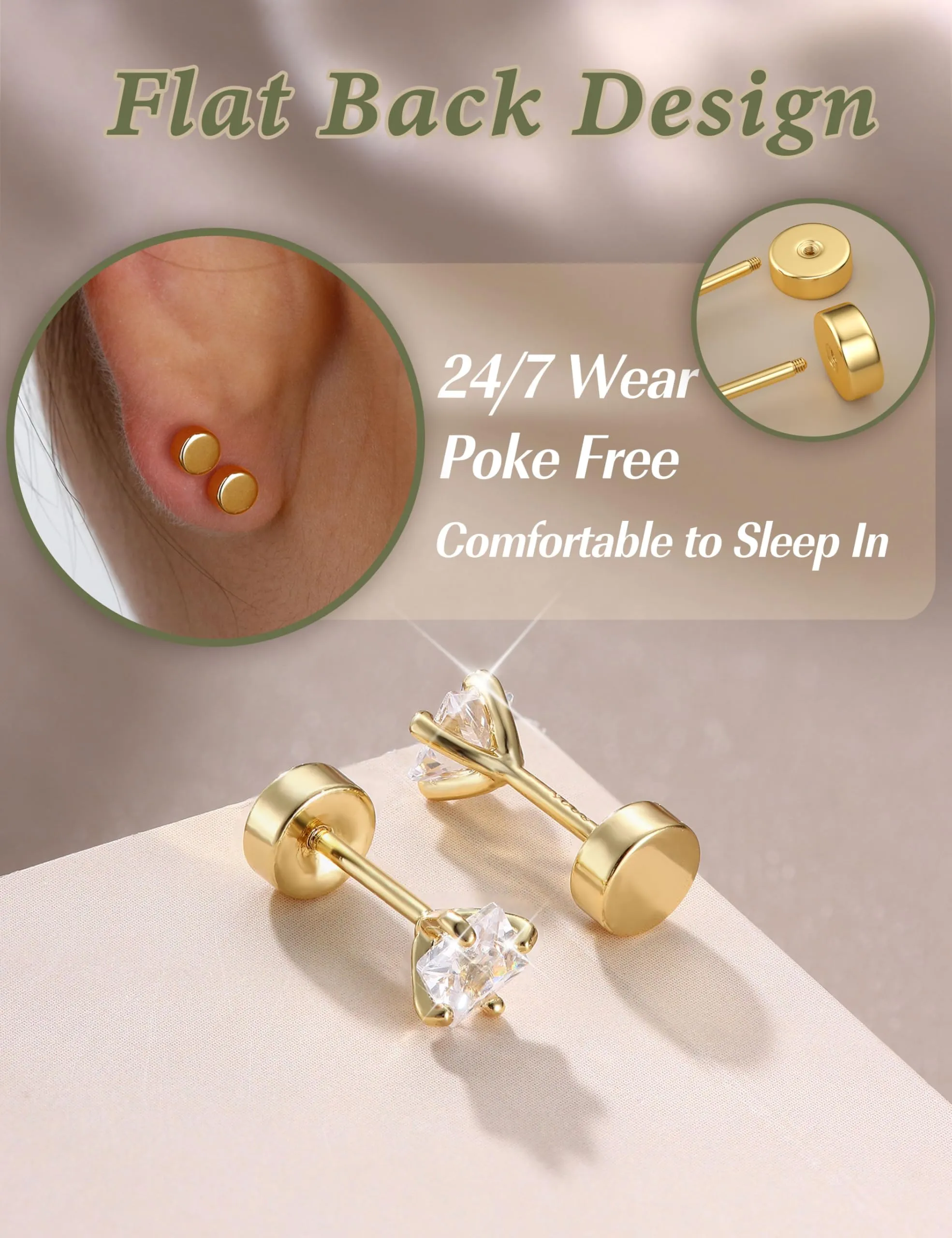 Adramata Orecchini in Argento 925 e Zirconia CZ Placcati in Oro Bianco per Donna e Bambina - immagine 6