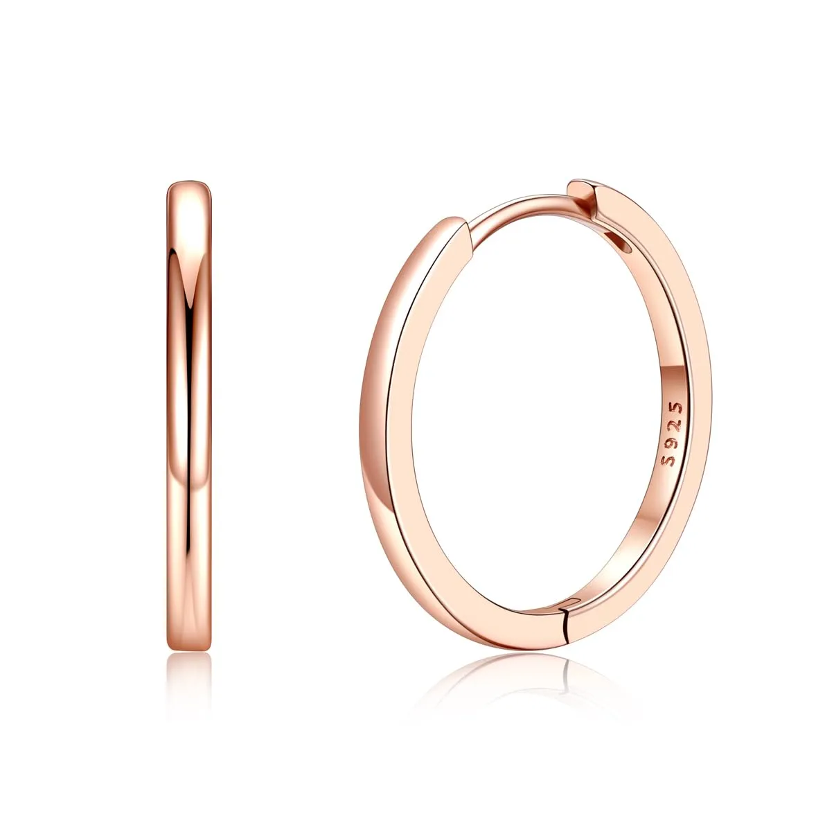 Silvora Orecchini a Cerchio in Argento 925 Oro Rosa, 18mm - immagine 1