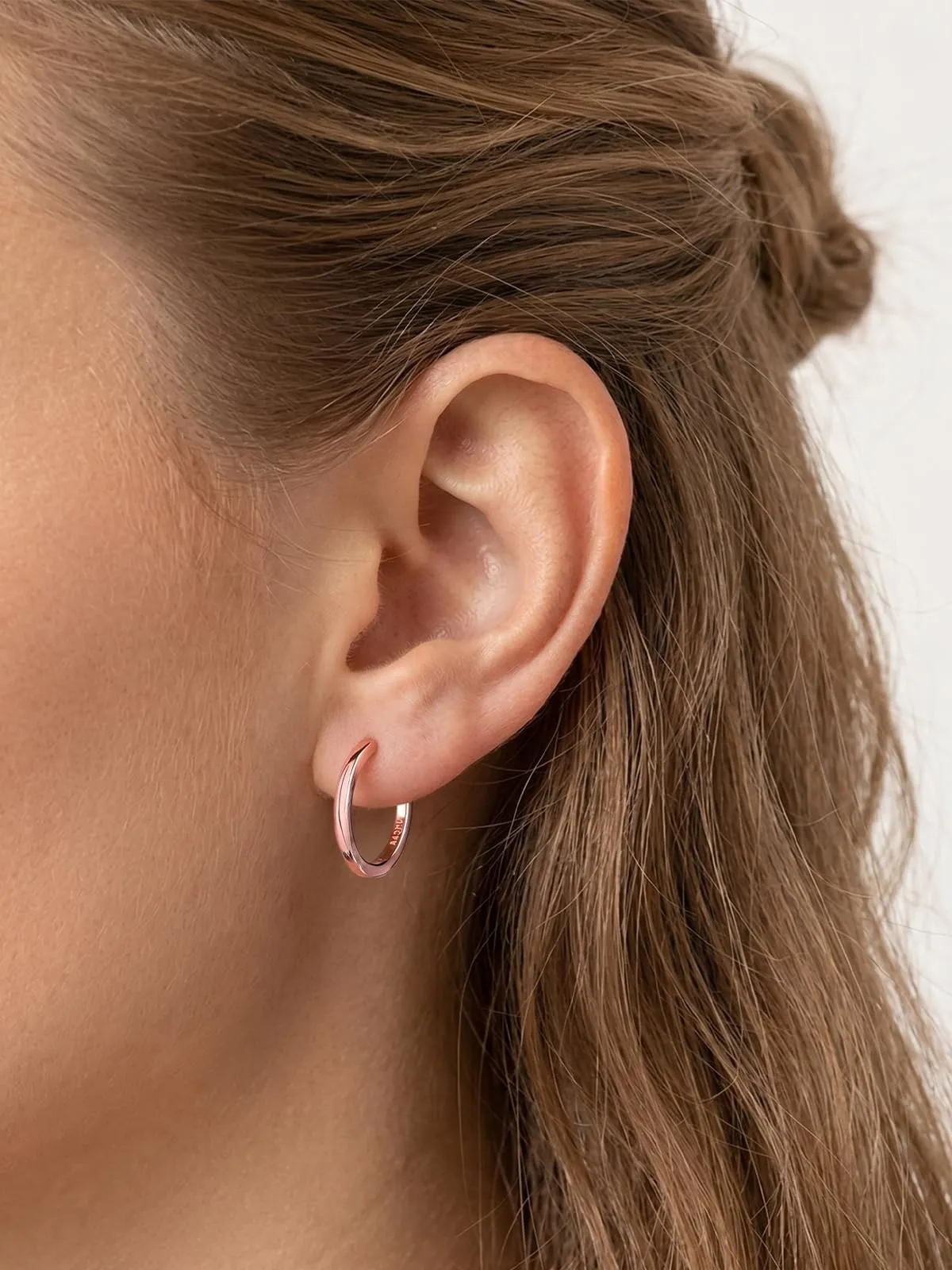 Silvora Orecchini a Cerchio in Argento 925 Oro Rosa, 18mm - immagine 9