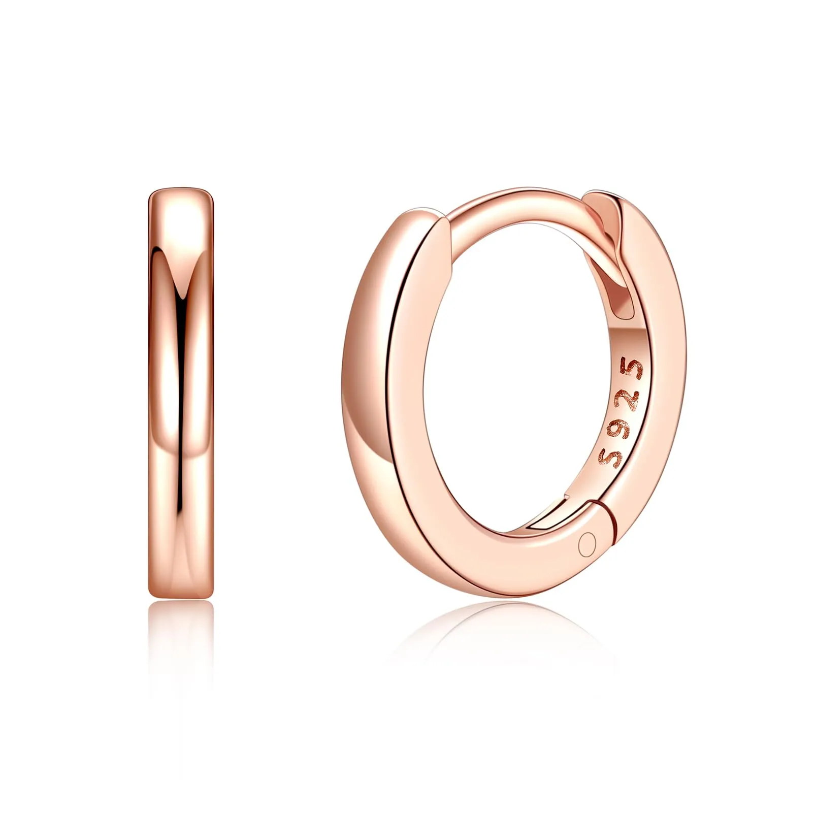 Silvora Orecchini a Cerchio in Argento 925 Oro Rosa, 8mm - immagine 1
