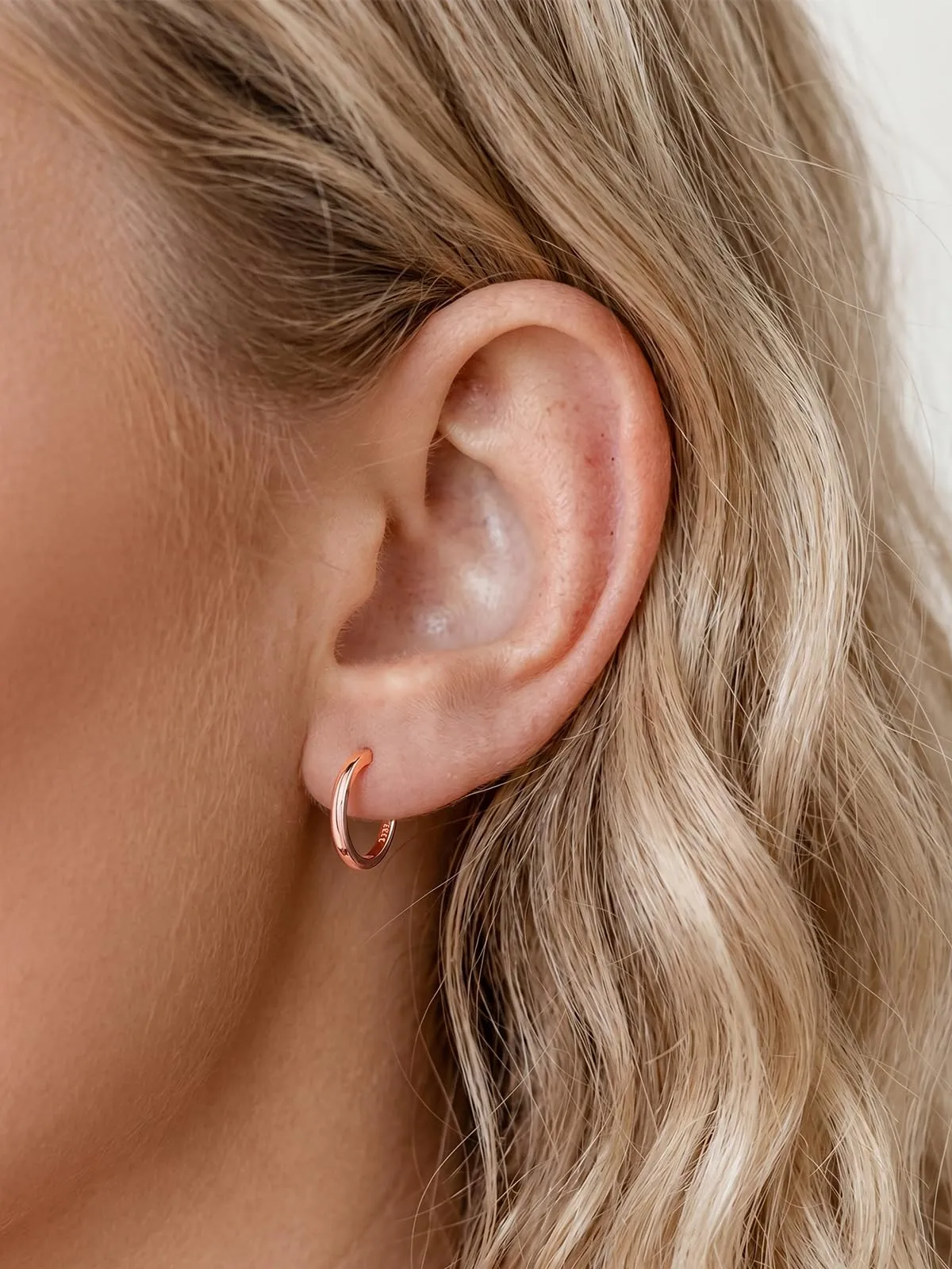 Silvora Orecchini a Cerchio in Argento 925, 14mm, Oro Rosa - immagine 8