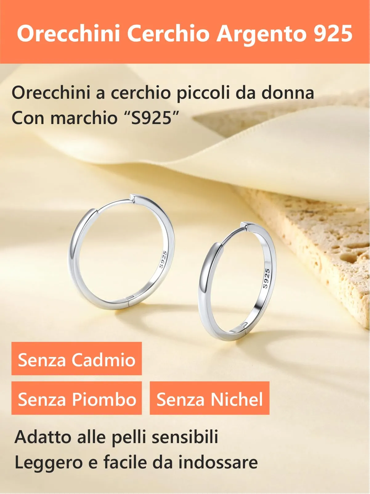 Silvora Orecchini a Cerchio in Argento 925, 20mm - immagine 6