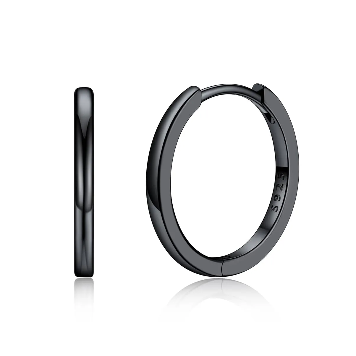 Silvora Orecchini a Cerchio in Argento 925, 16mm, Nero - immagine 1