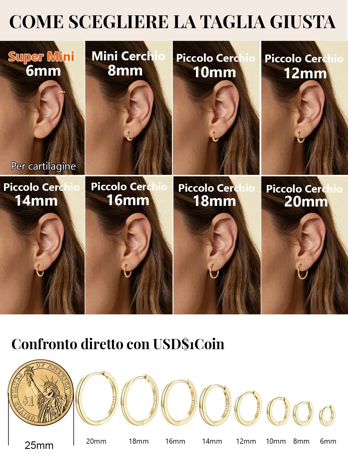 Silvora Orecchini a Cerchio in Argento 925 Dorati, 20mm - immagine 5