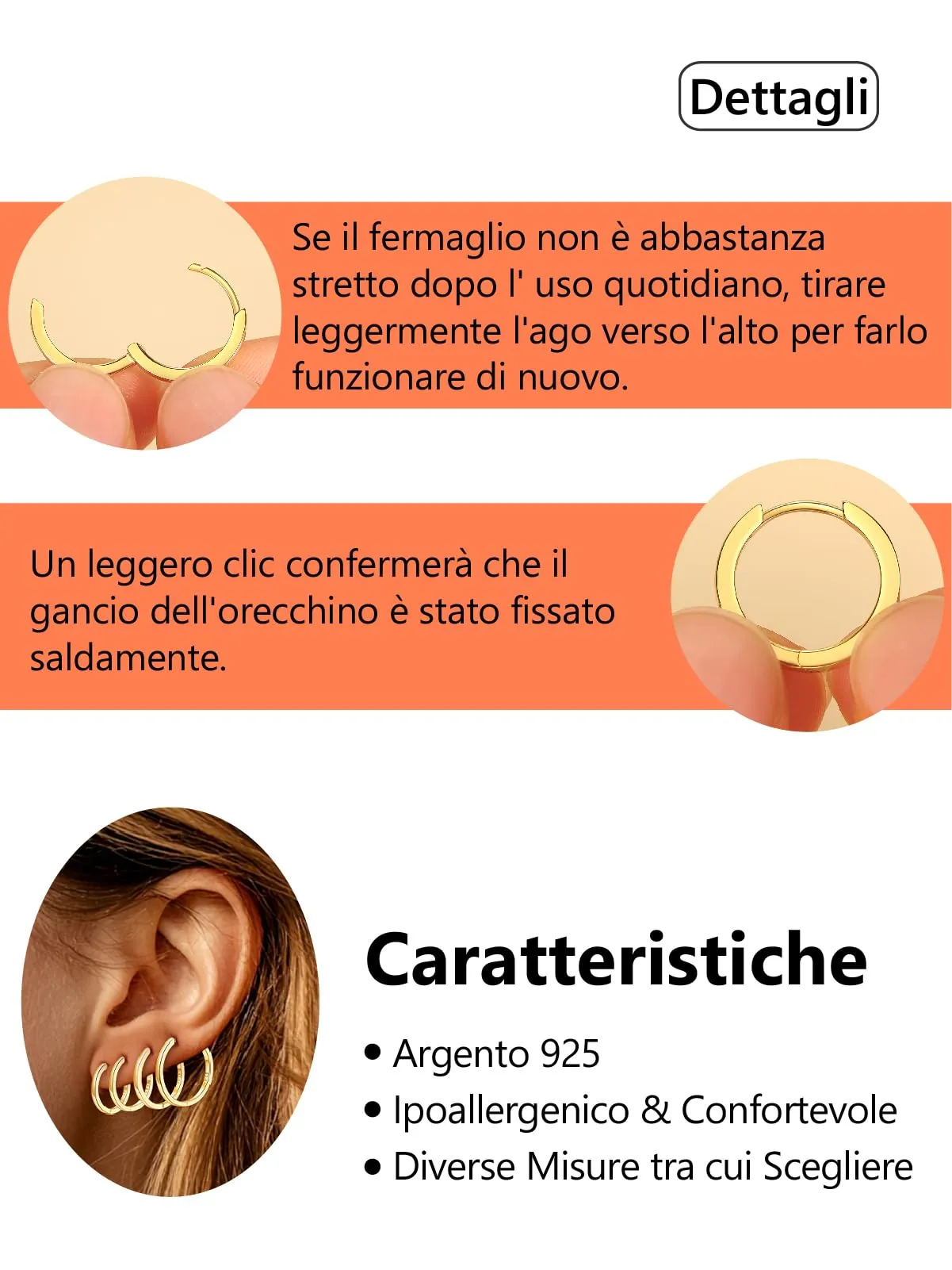 Silvora Orecchini a Cerchio in Argento 925 Dorati, 20mm - immagine 7
