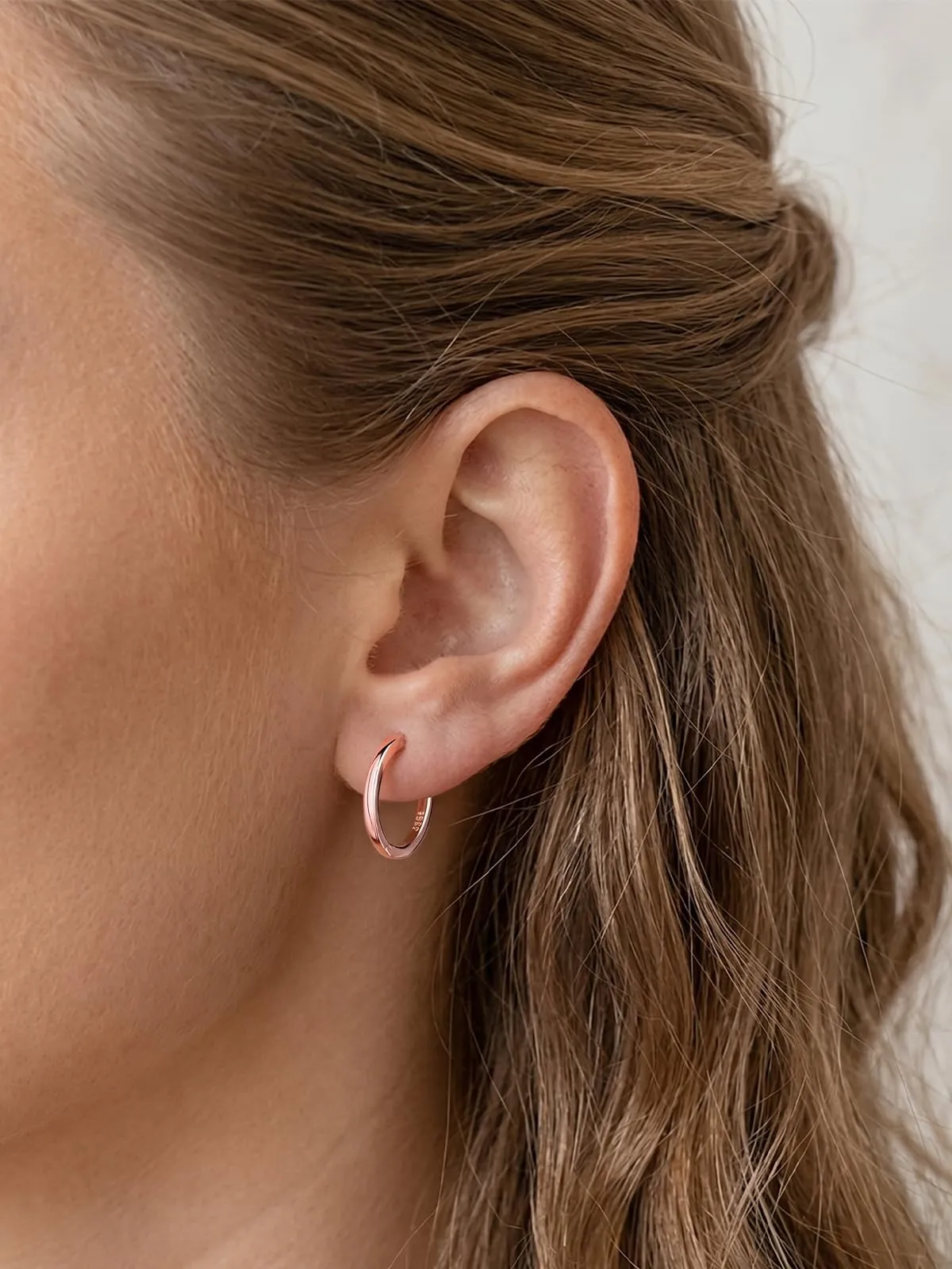 Silvora Orecchini a Cerchio in Argento 925 Oro Rosa, 16mm - immagine 8