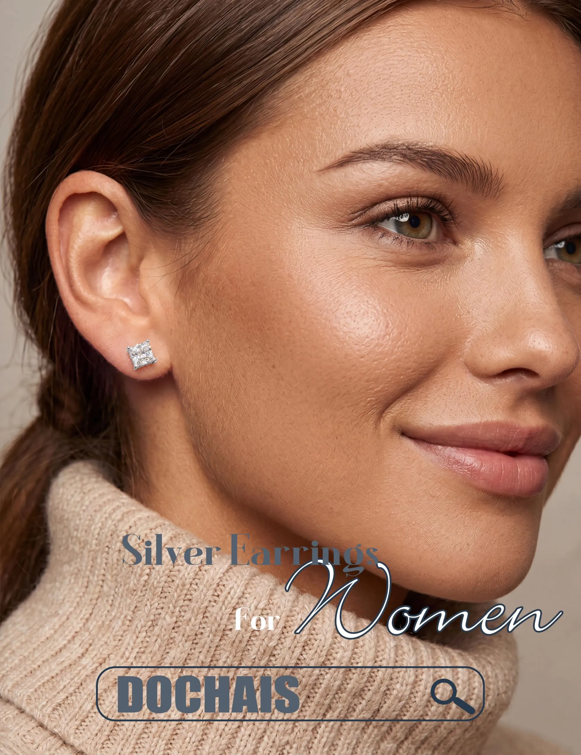 Dochais Set di 4 Paia di Orecchini in Argento Sterling 925 con Zirconi Cubici, Ipoallergenici, 3/4/5/6 mm - immagine 2
