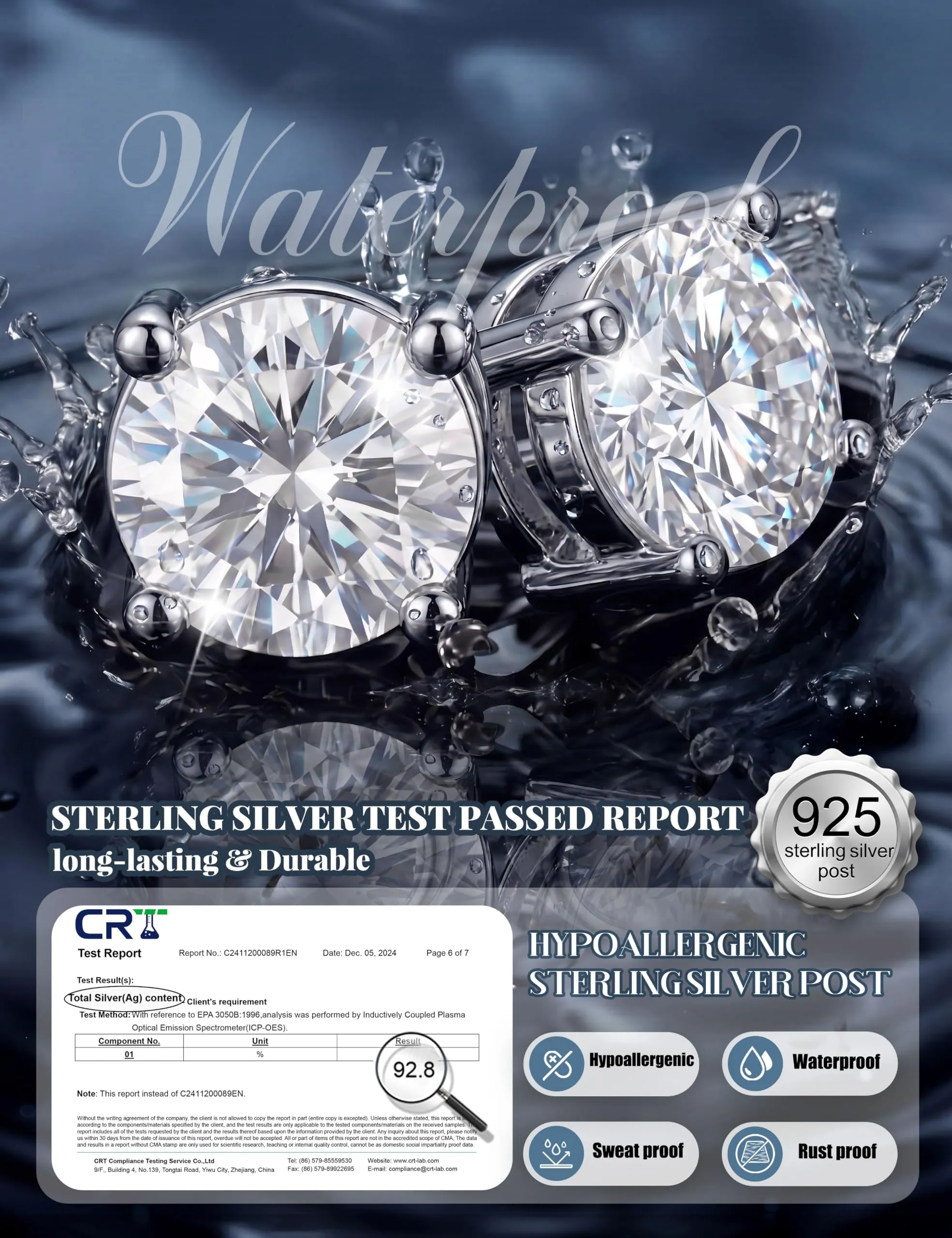 Dochais 4 Paia di Orecchini in Argento Sterling 925 con Zirconi Cubici per Donna, Ipoallergenici - immagine 5