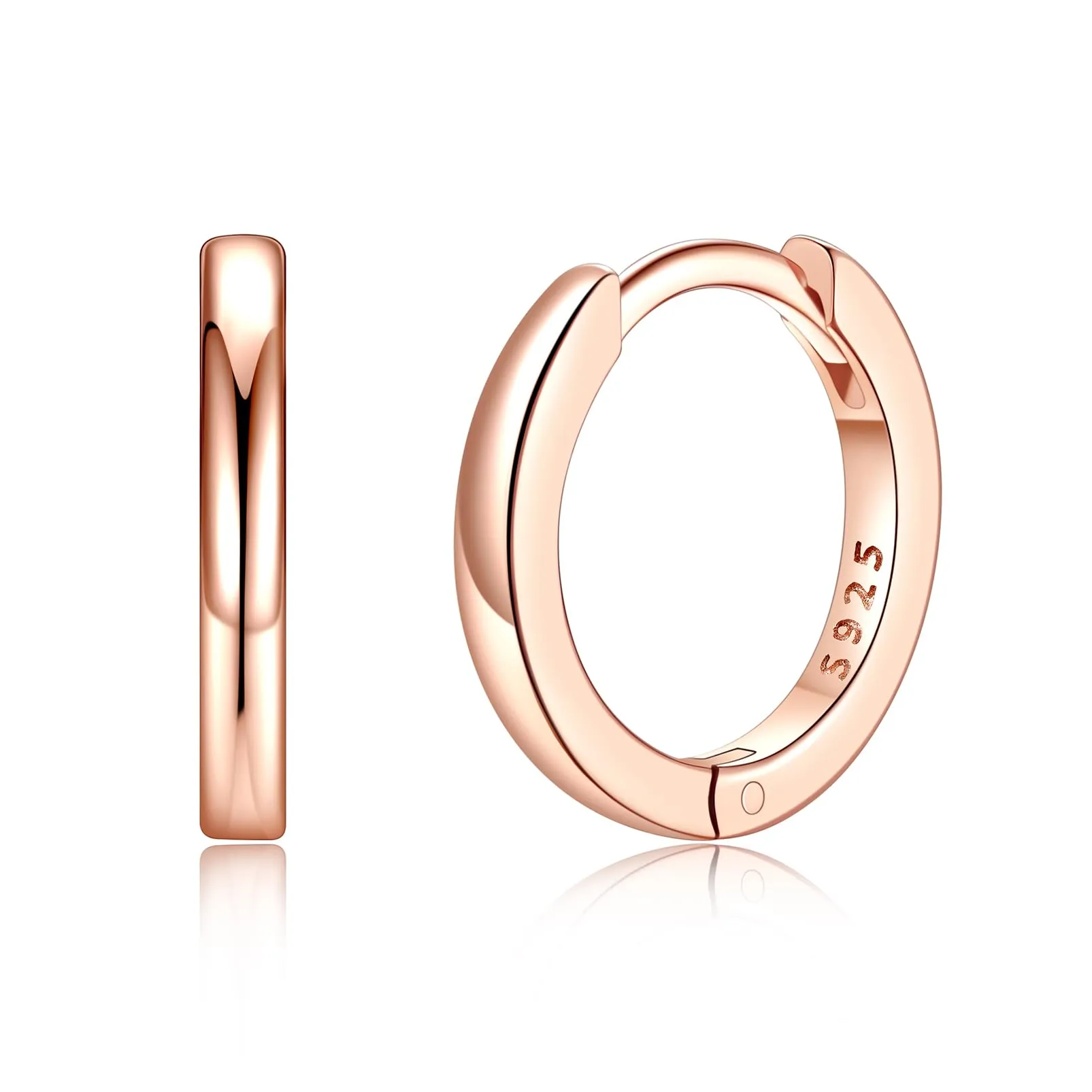 Silvora Orecchini a Cerchio in Argento 925 Oro Rosa, 10mm - immagine 1