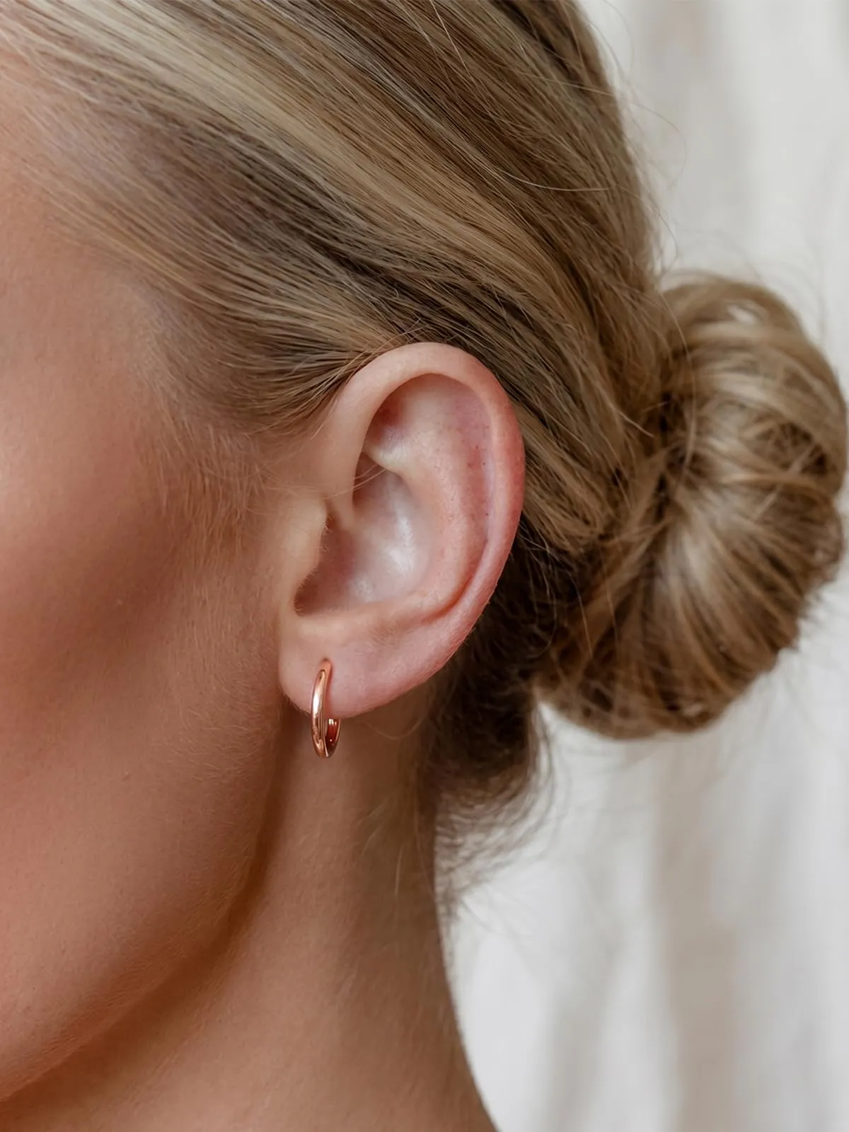 Silvora Orecchini a Cerchio in Argento 925 Oro Rosa, 10mm - immagine 9