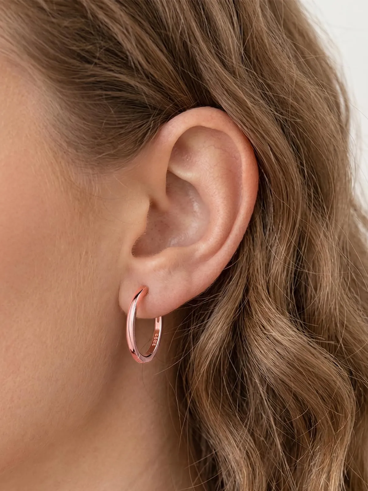 Silvora Orecchini a Cerchio in Argento 925 Oro Rosa, 20mm - immagine 8