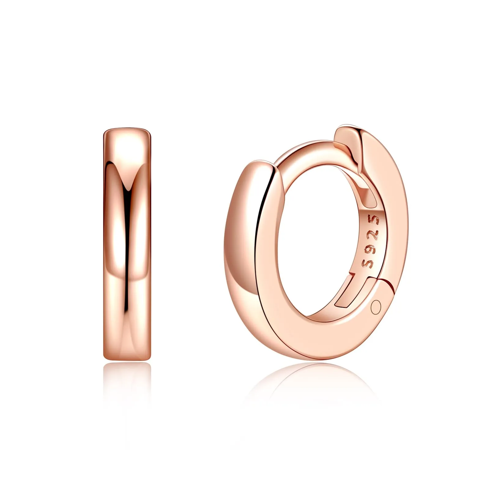 Silvora Orecchini a Cerchio in Argento 925 Oro Rosa, 6mm - immagine 1