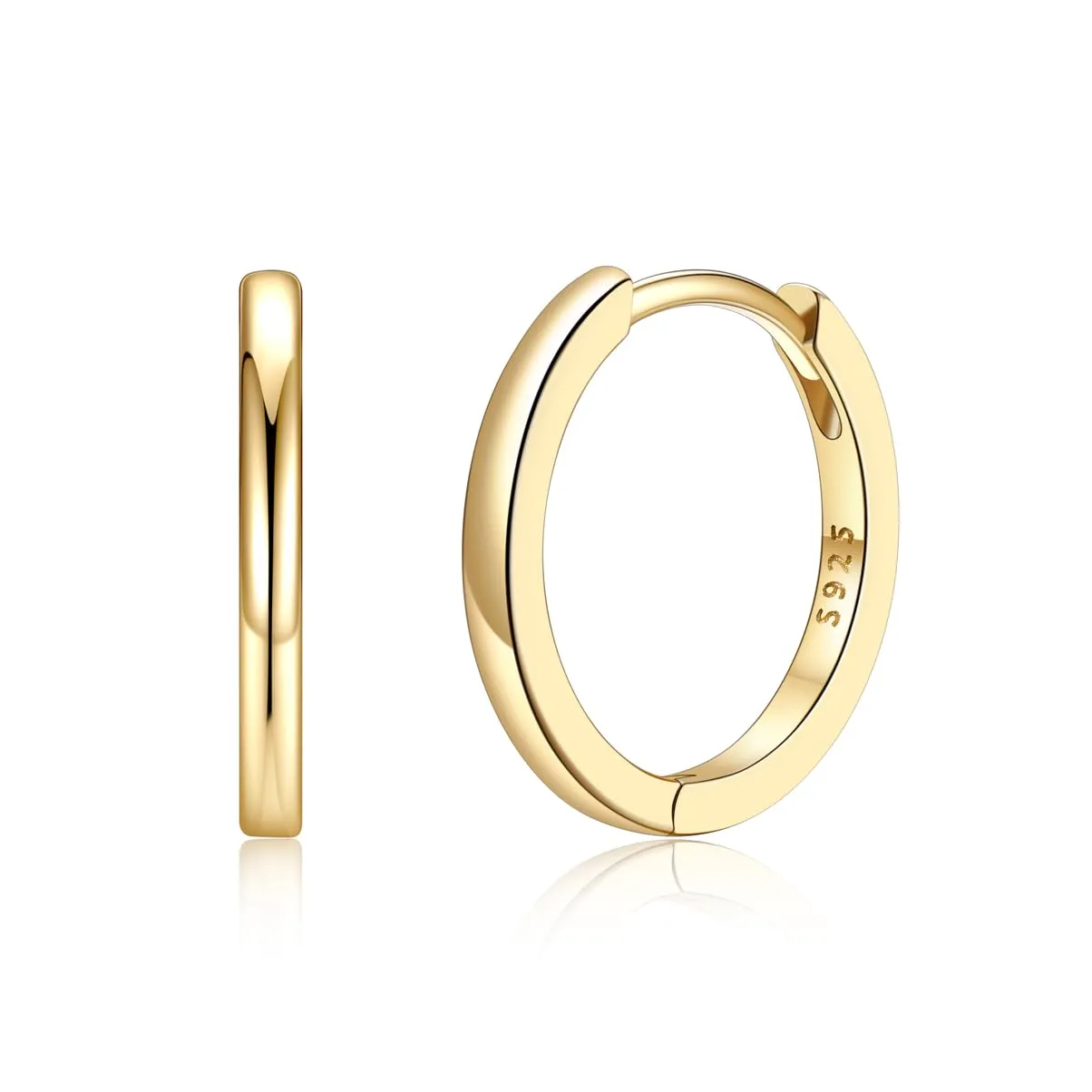 Silvora Orecchini a Cerchio in Argento 925, 14mm, Oro e Argento - immagine 1