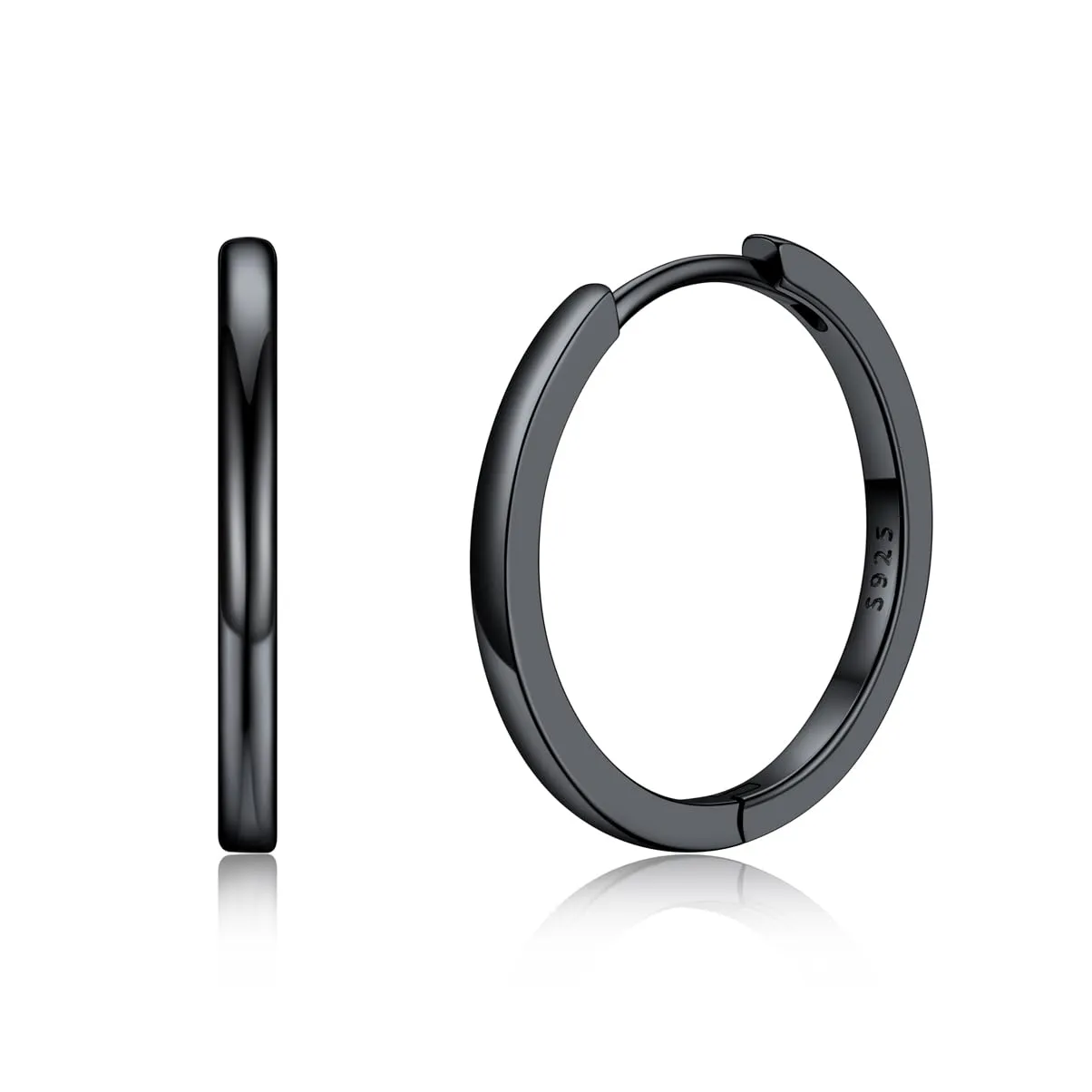 Silvora Orecchini a Cerchio in Argento 925 Nero, 18mm - immagine 1