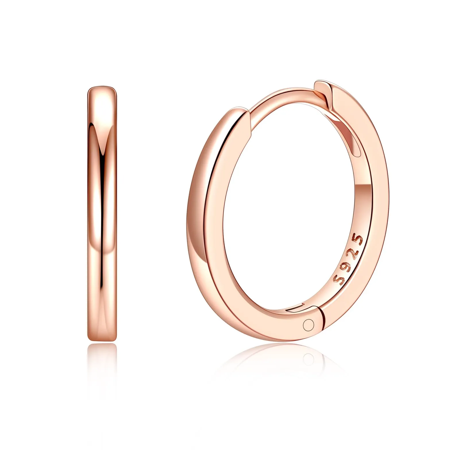 Silvora Orecchini a Cerchio in Argento 925 Oro Rosa, 12mm - immagine 1