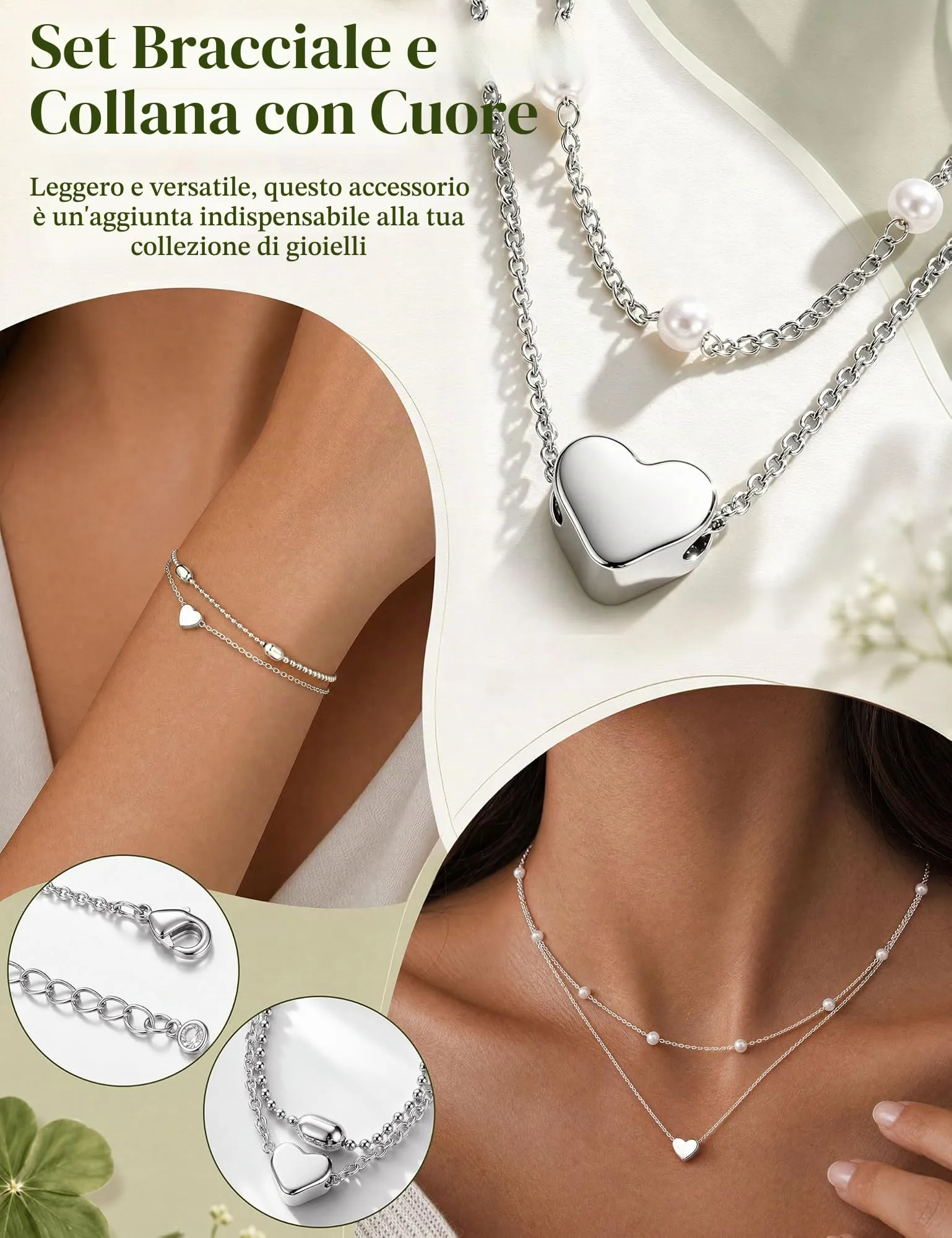 Kakonia Parure Gioielli Donna Ipoallergenico Set Collana e Bracciale S-P - immagine 4