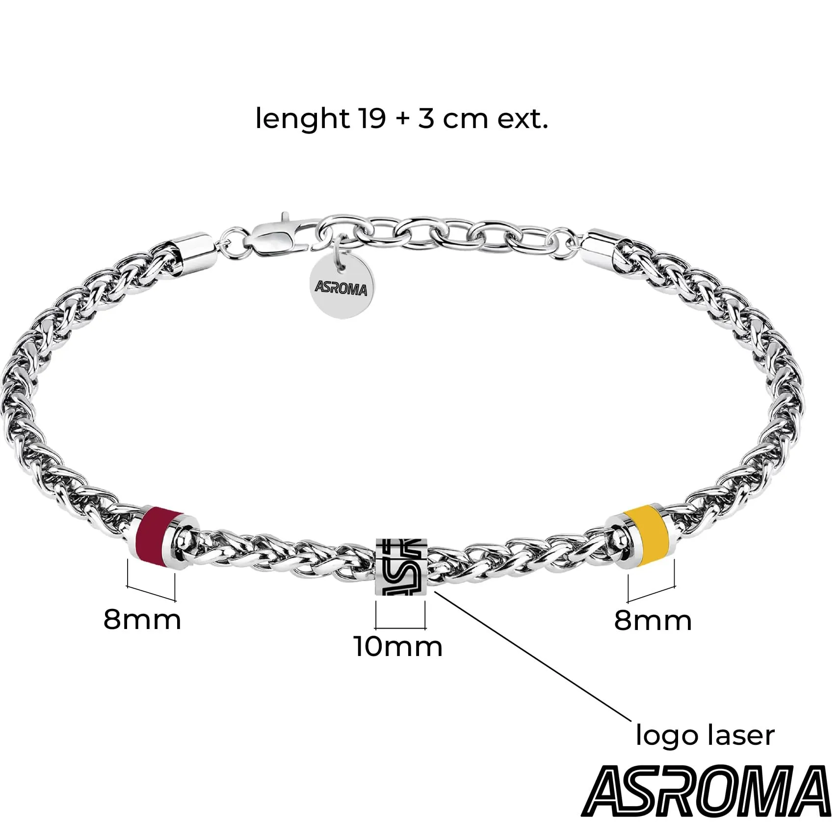 Clondo Bracciale As Roma in Acciaio Chain Logo Minimal Roma - immagine 3