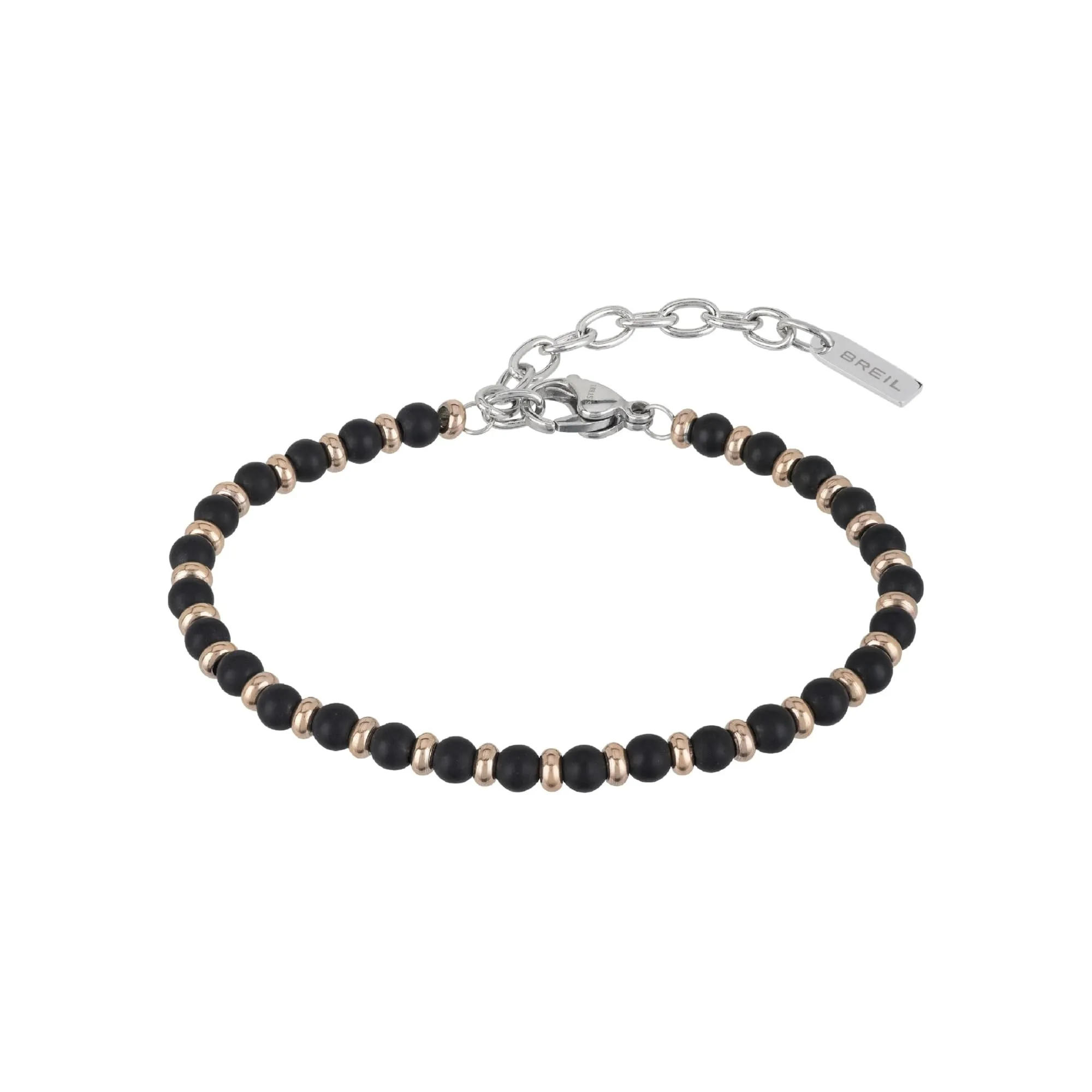 Breil Collezione Black Onyx Bracciale Uomo in Onice Nero e Acciaio IP Rose, 17,5-22,5 cm, Nero e Rose Gold - immagine 1