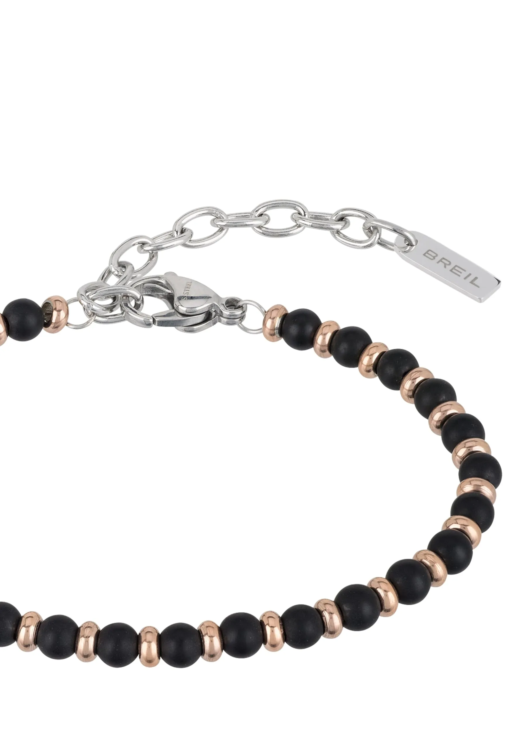 Breil Collezione Black Onyx Bracciale Uomo in Onice Nero e Acciaio IP Rose, 17,5-22,5 cm, Nero e Rose Gold - immagine 2