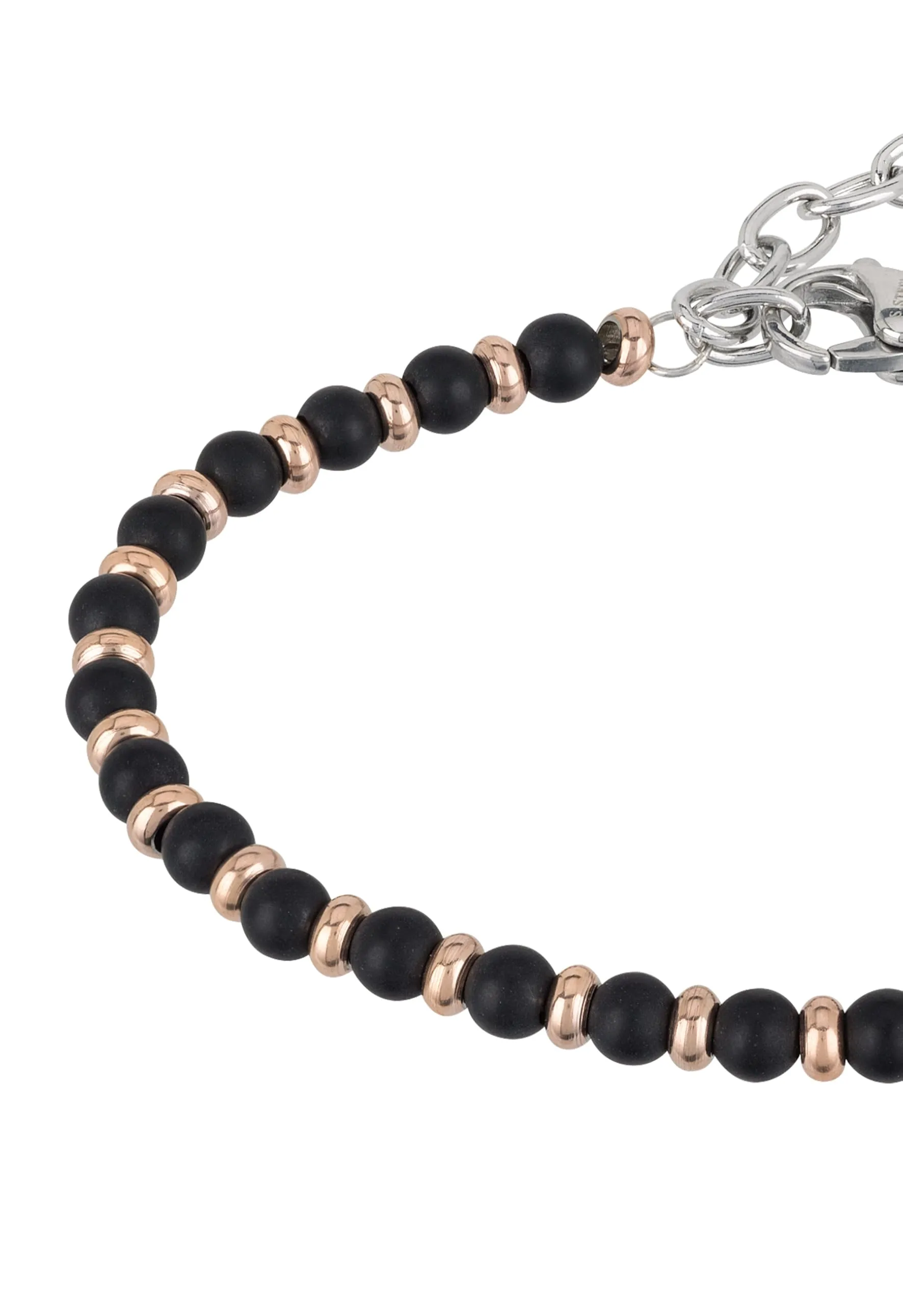 Breil Collezione Black Onyx Bracciale Uomo in Onice Nero e Acciaio IP Rose, 17,5-22,5 cm, Nero e Rose Gold - immagine 3
