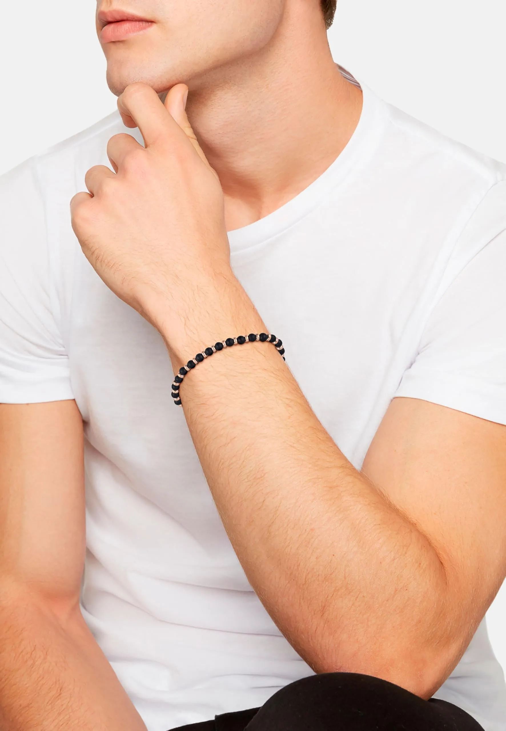 Breil Collezione Black Onyx Bracciale Uomo in Onice Nero e Acciaio IP Rose, 17,5-22,5 cm, Nero e Rose Gold - immagine 8
