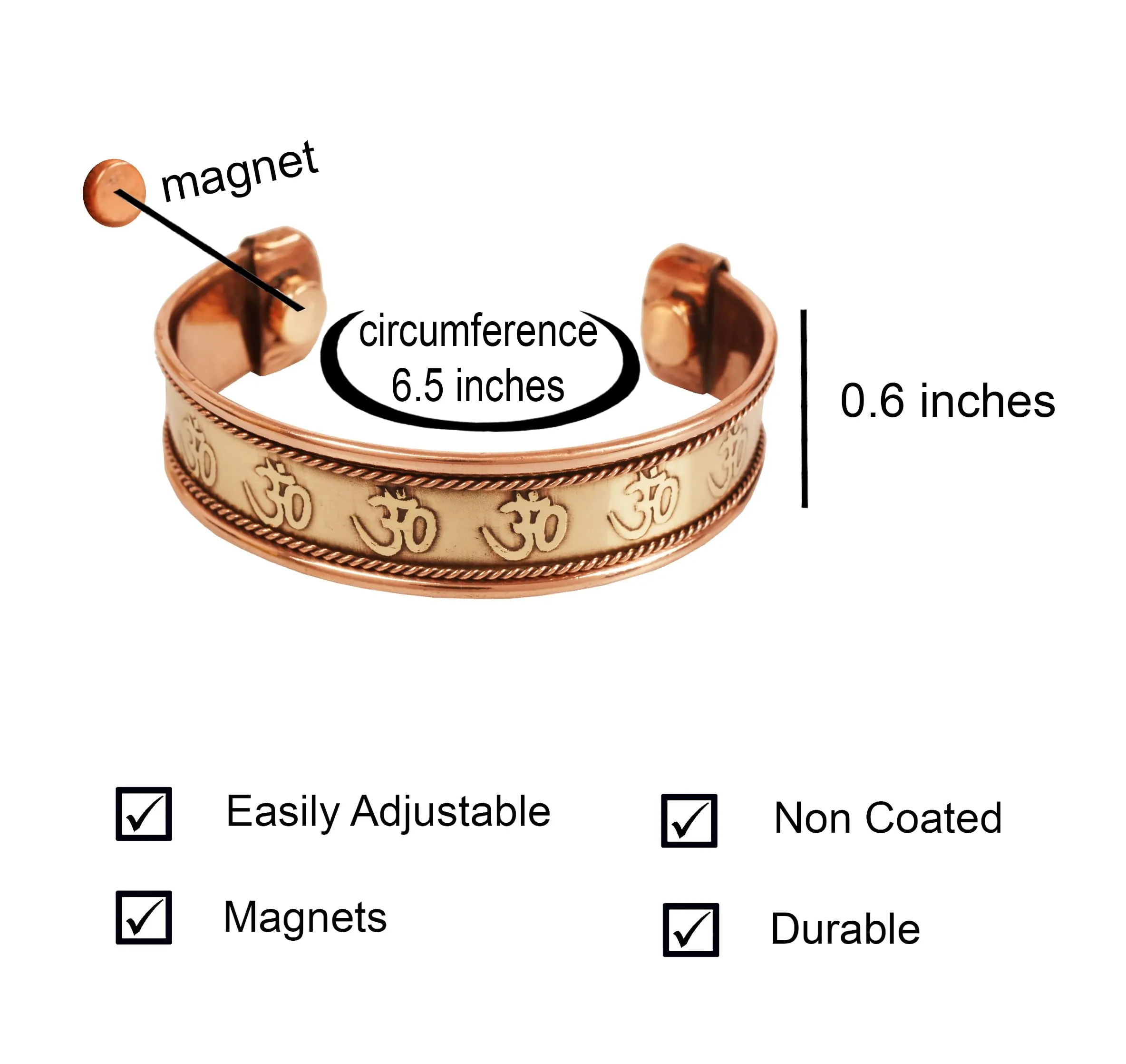 Touchstone Braccialetto Indiano in Rame Fatto a Mano per Guarigione Chakra, One Size - immagine 5