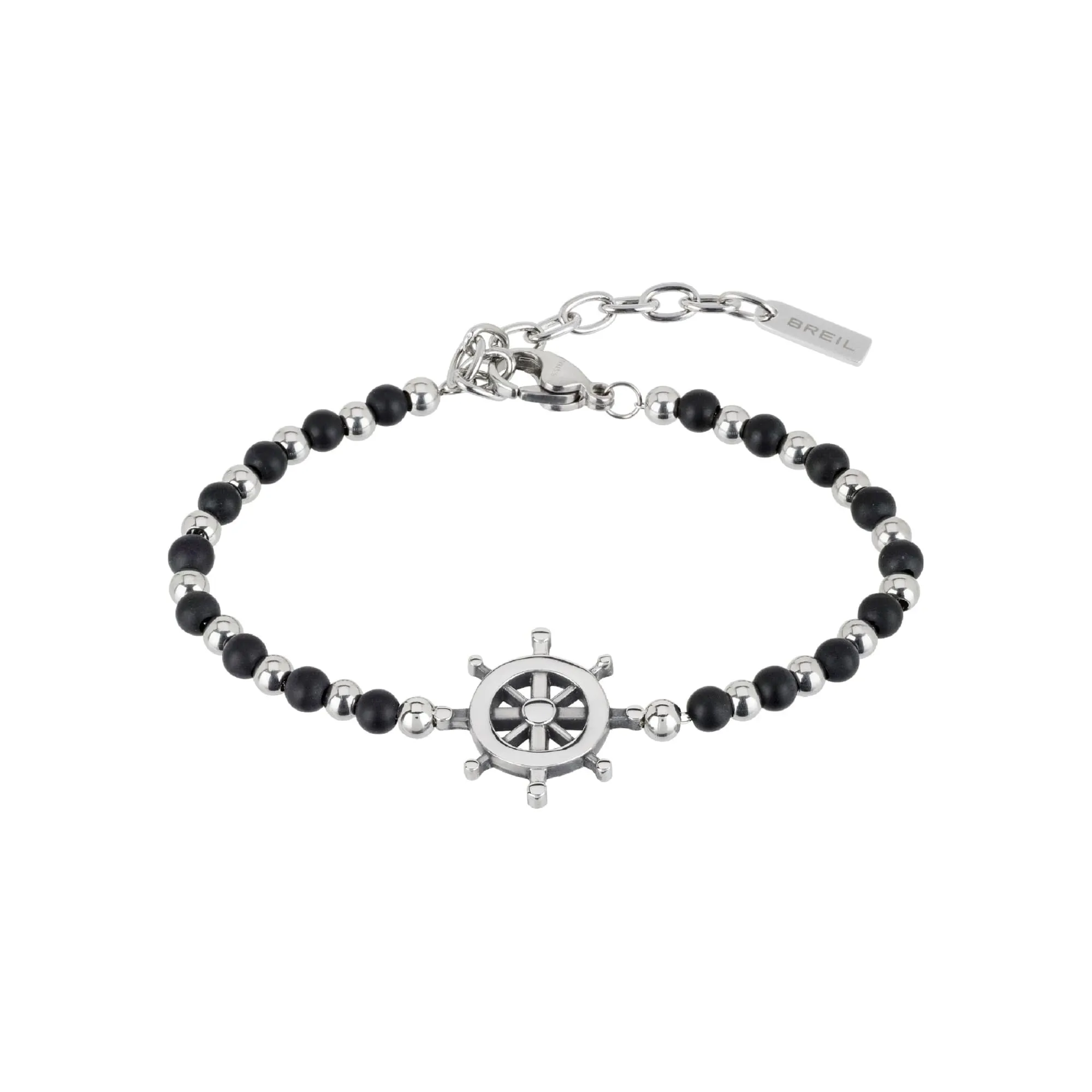 Breil Collezione Black Onyx Bracciale Uomo in Onice Nero e Acciaio, 17,5-22,5 cm, Nero e Silver - immagine 1