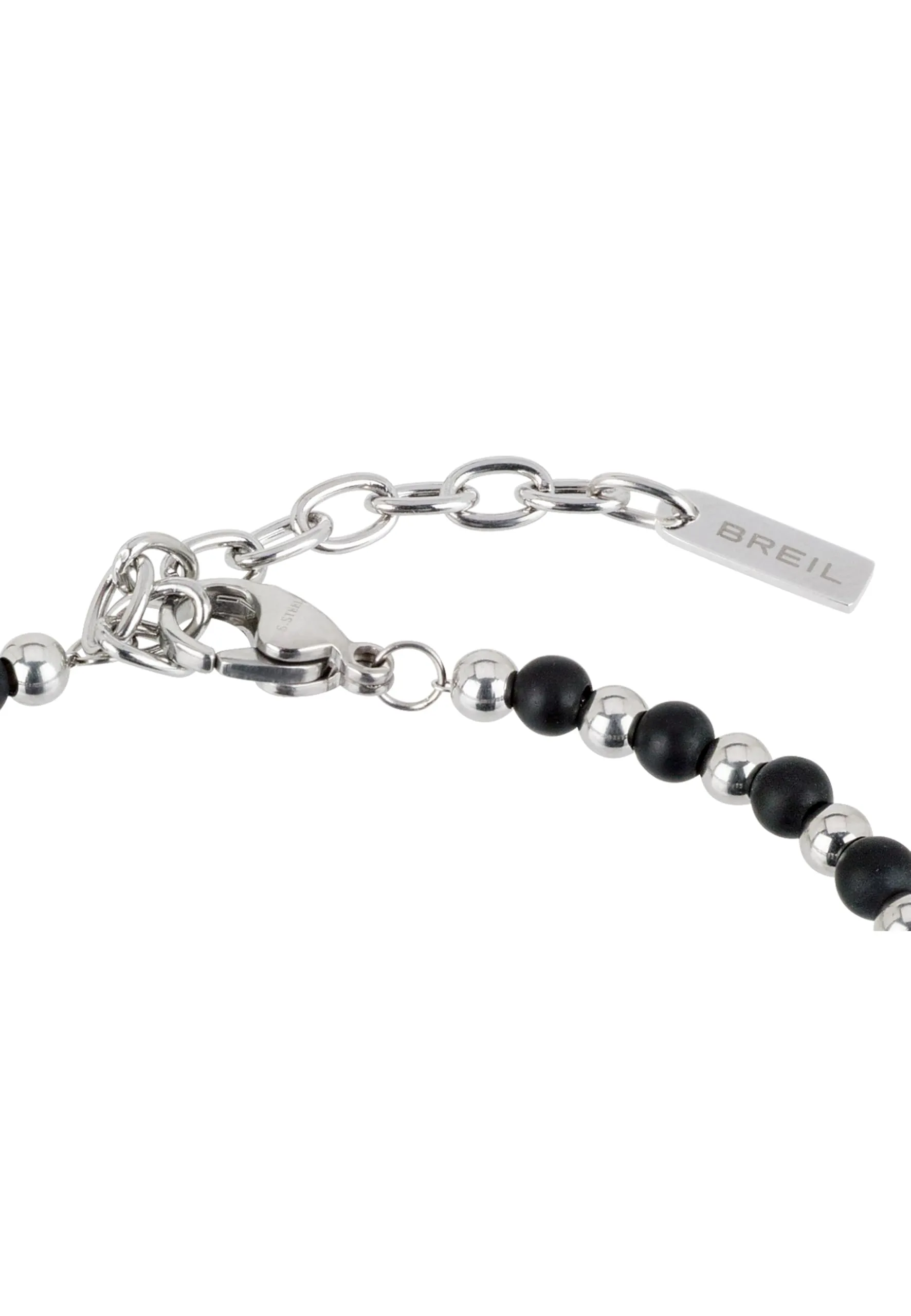 Breil Collezione Black Onyx Bracciale Uomo in Onice Nero e Acciaio, 17,5-22,5 cm, Nero e Silver - immagine 2