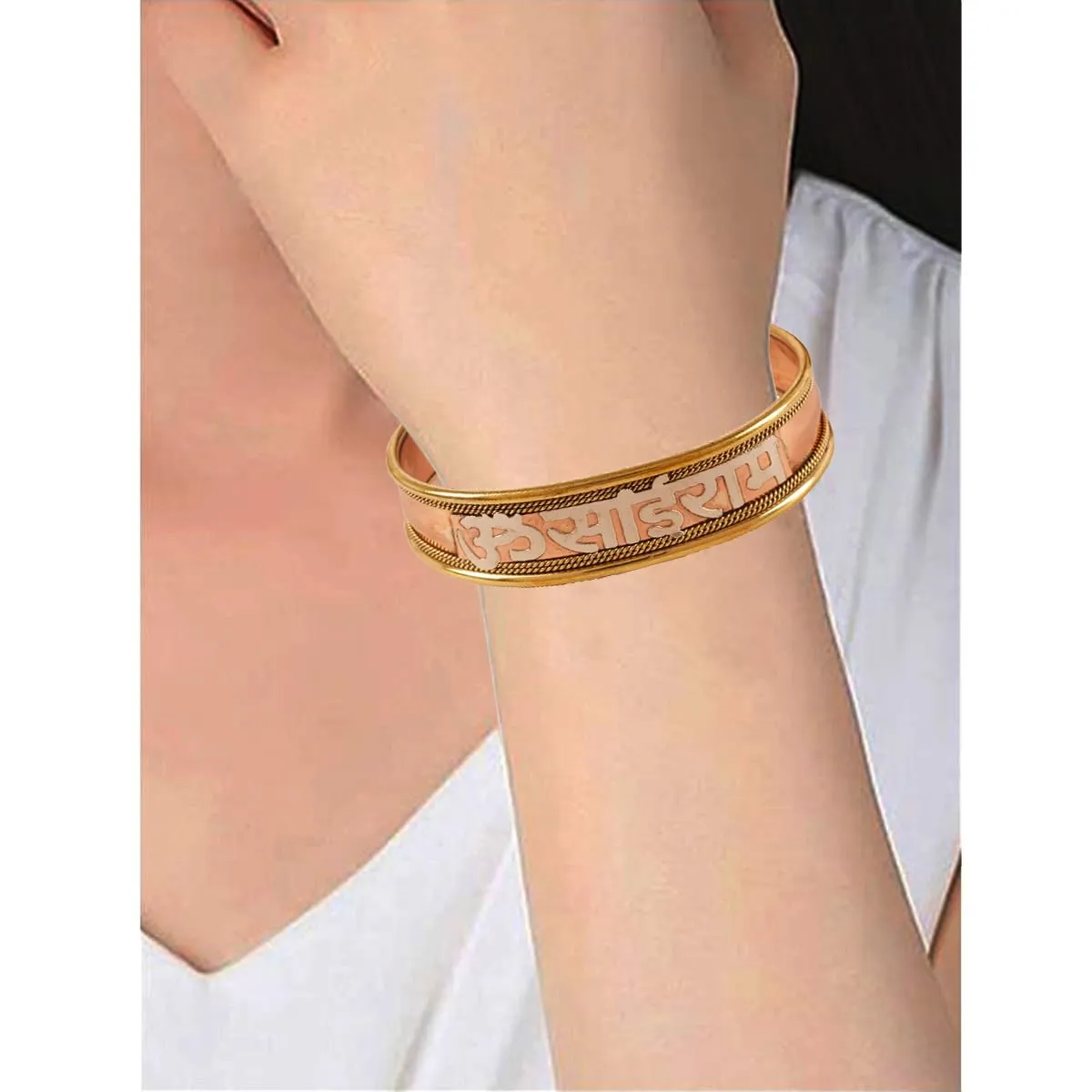Touchstone Braccialetto indiano in rame fatto a mano Om Sai Ram, 24.5 cm - immagine 7