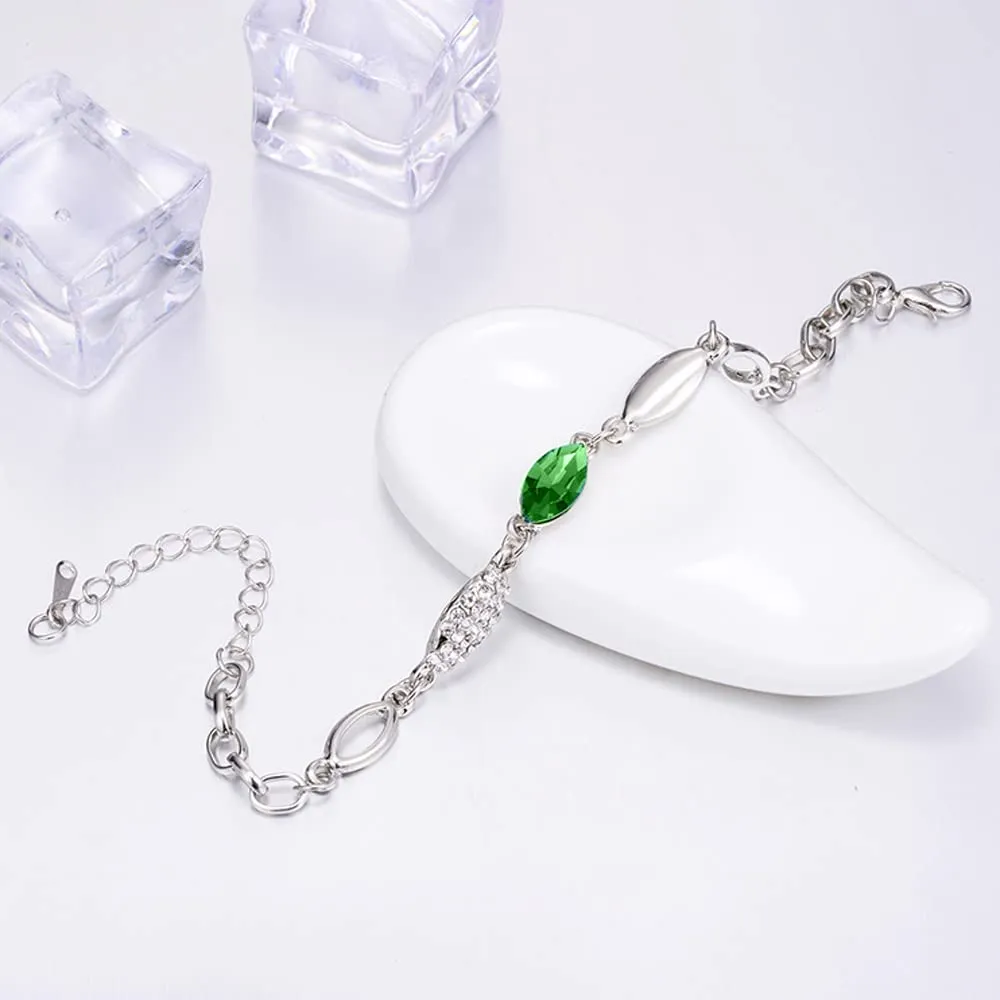 FDEETY Angel's Tears Jewelry Set 18K Gold Plated Pendant Necklace Earrings and Bracelet, Green - immagine 6