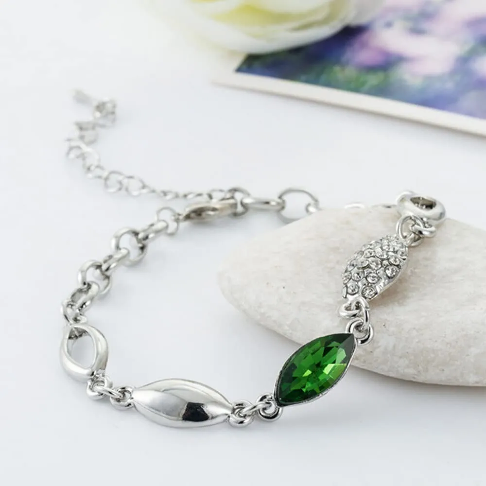 FDEETY Angel's Tears Jewelry Set 18K Gold Plated Pendant Necklace Earrings and Bracelet, Green - immagine 8