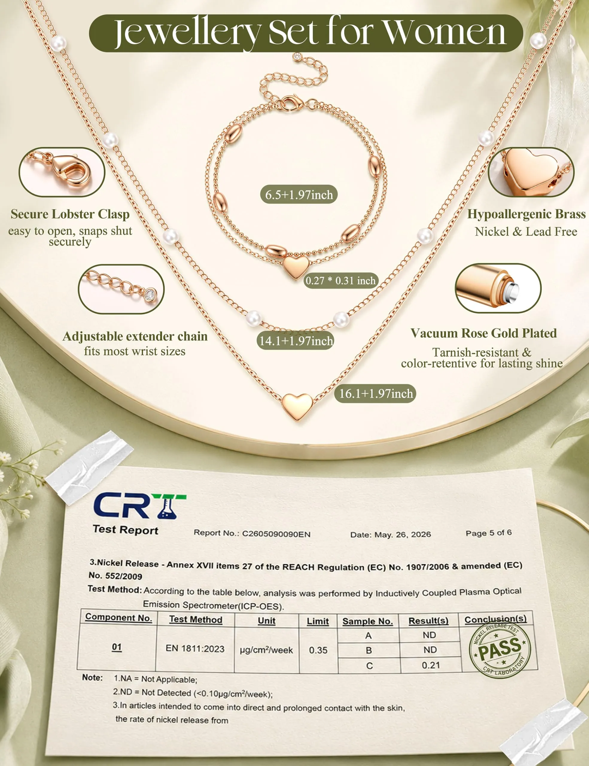 Kakonia Parure Gioielli Donna Ipoallergenico Set Collana e Bracciale RG-P - immagine 5