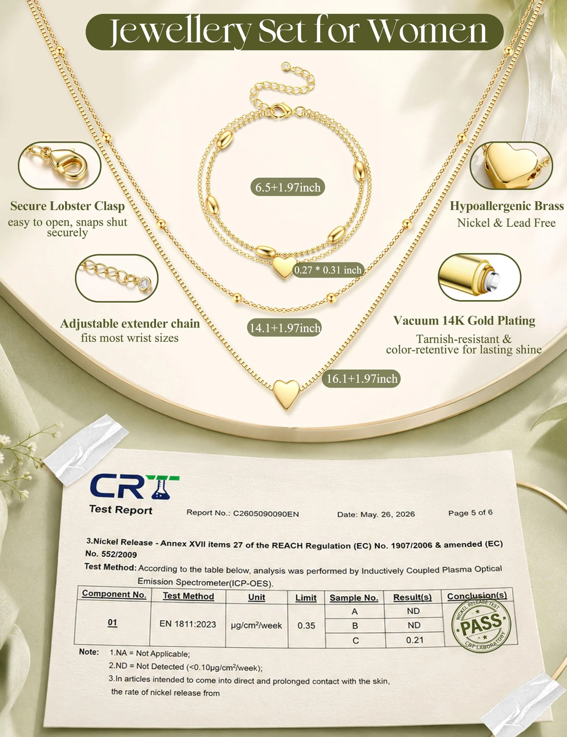 Kakonia Parure Gioielli Donna Ipoallergenico Set Collana e Bracciale G-B - immagine 5